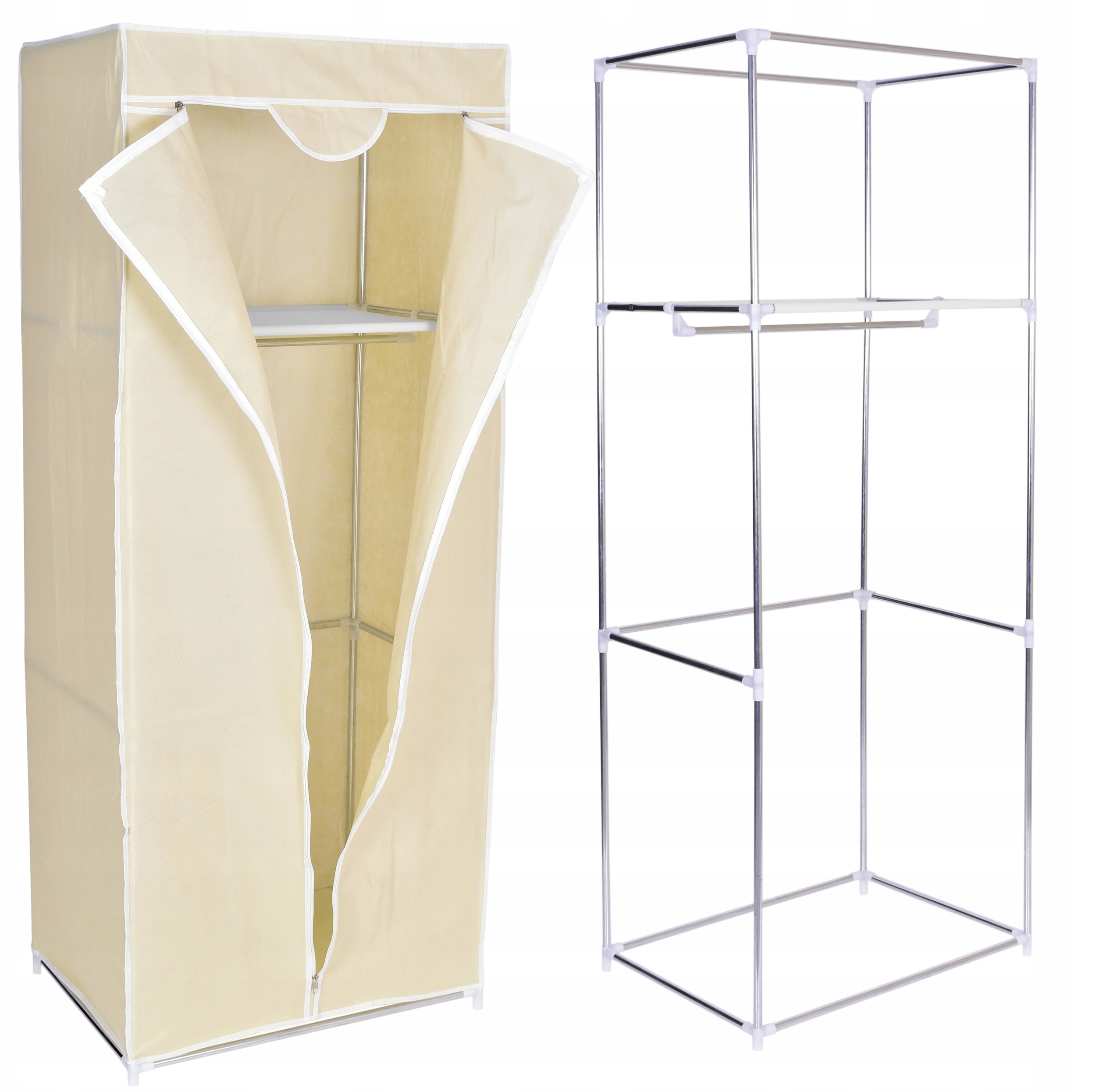 Szafa tekstylna z półką Fela - beż - obrazek 9