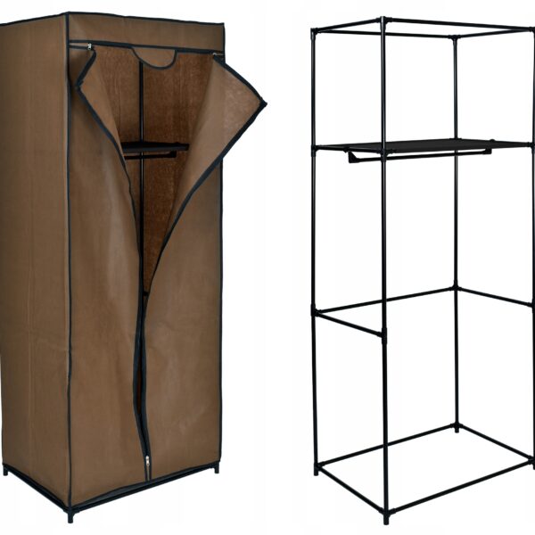 Szafa tekstylna z półką Fela - ciemny brąz