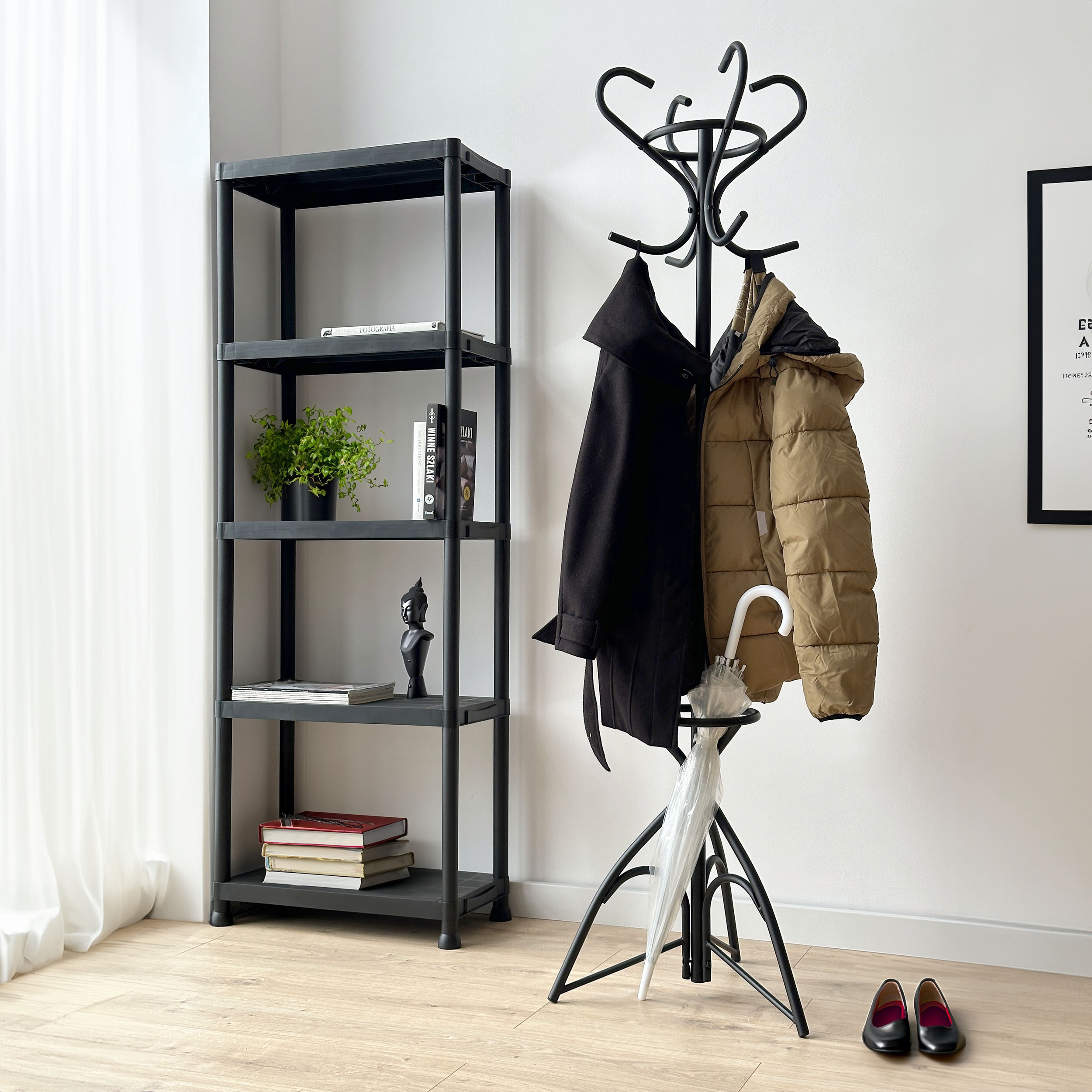 Wieszak stojący Livio czarny 173 cm - obrazek 2
