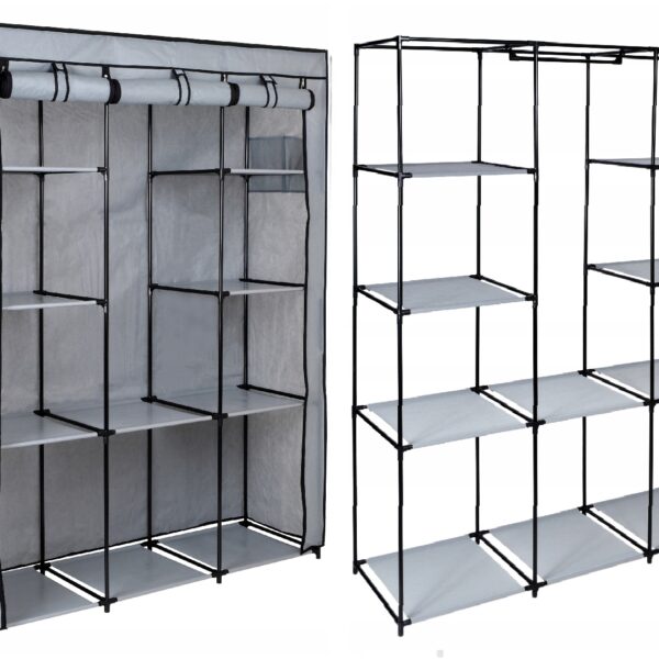 Szafa tekstylna z 10 półkami Mira Maxi - szara