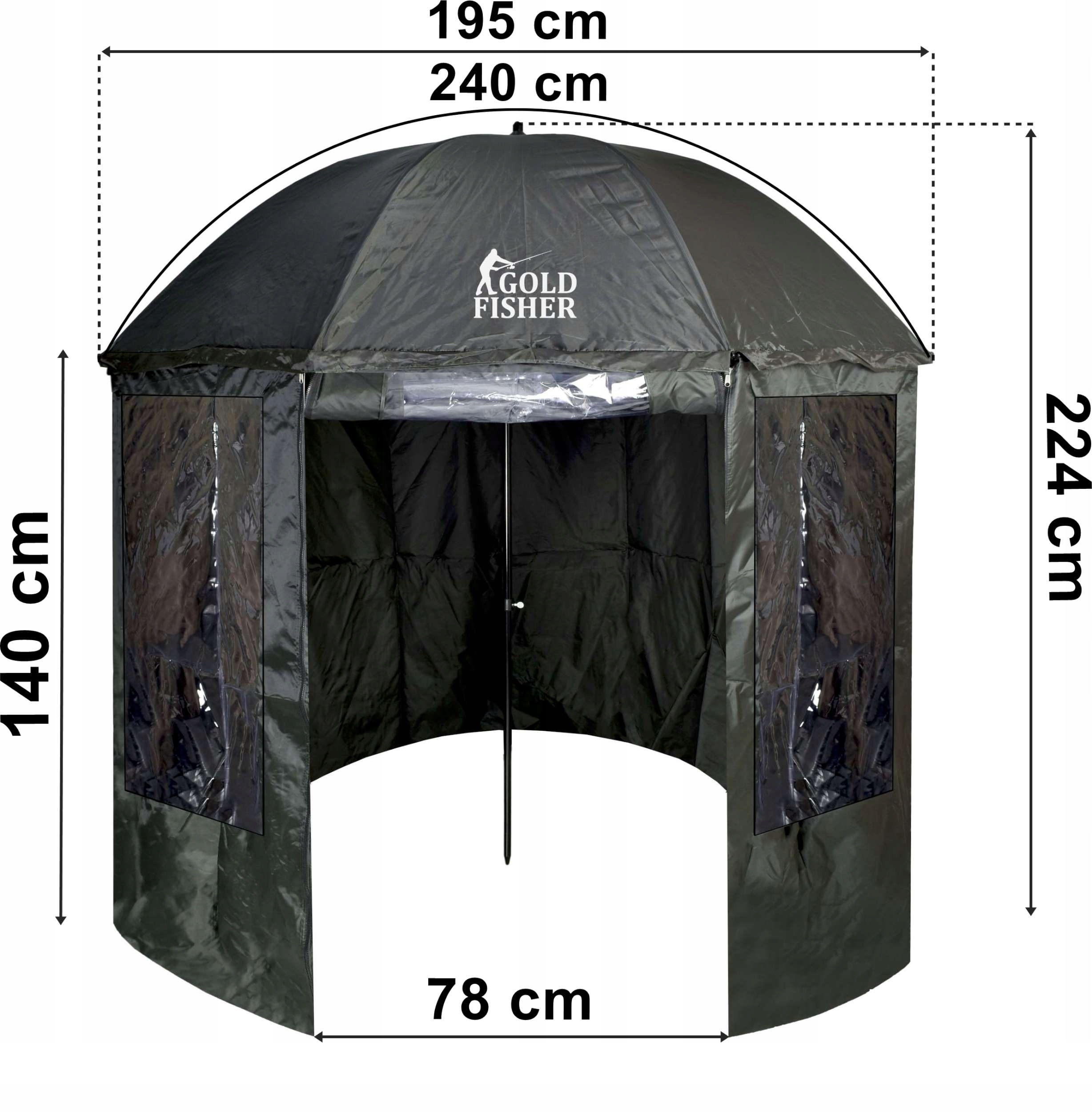 Parasol wędkarski namiot z osłoną JUKON ciemnozielony - obrazek 2