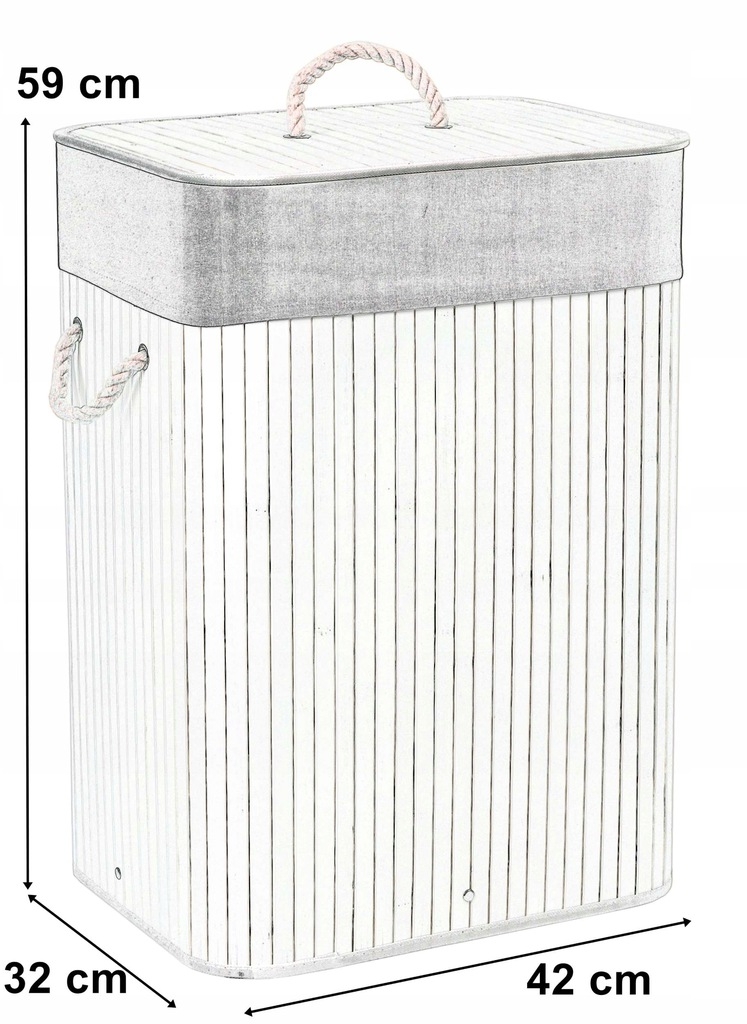 Kosz bambusowy pojemnik na pranie 1 komorowy naturalny - obrazek 3