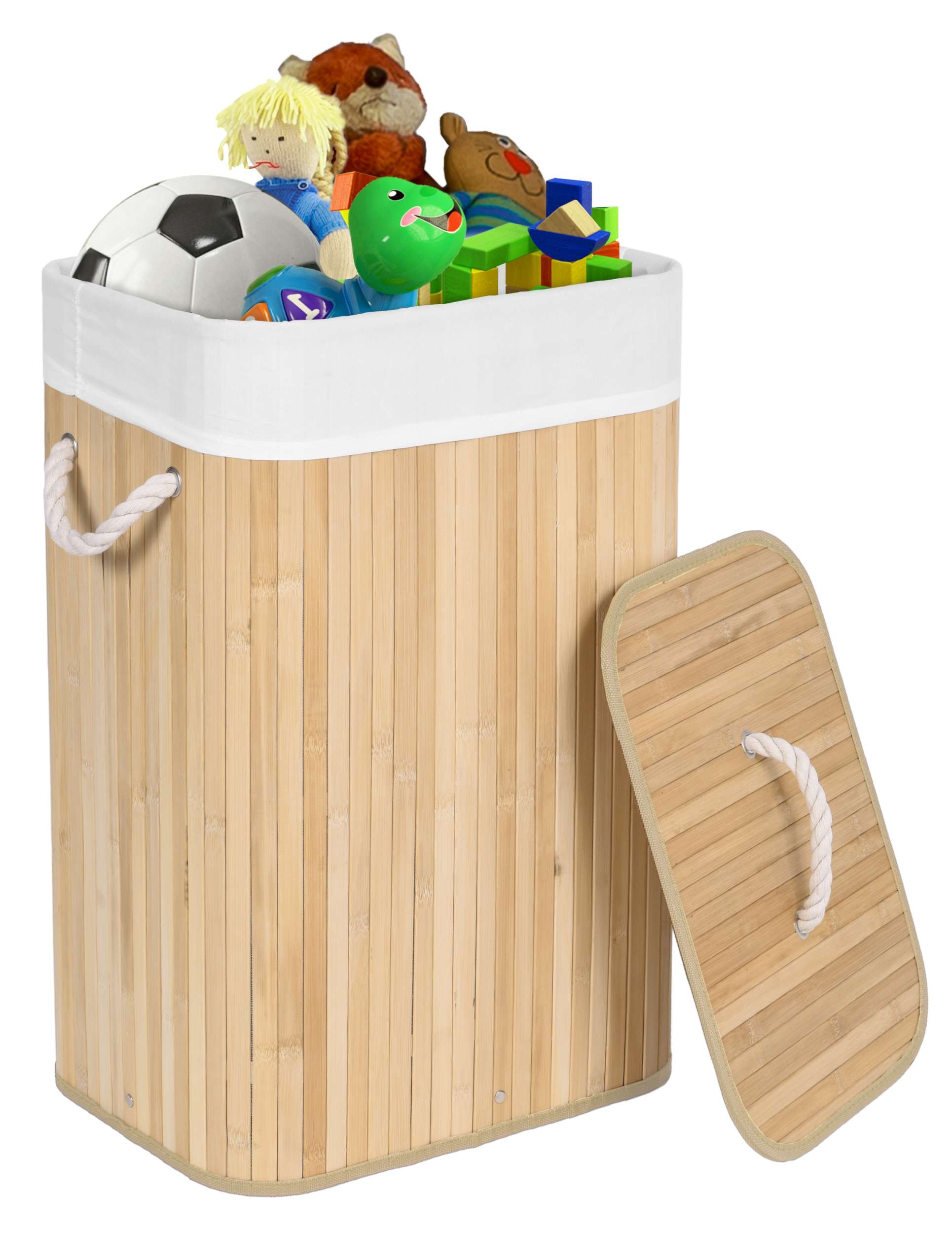 Kosz bambusowy pojemnik na pranie 1 komorowy naturalny - obrazek 10