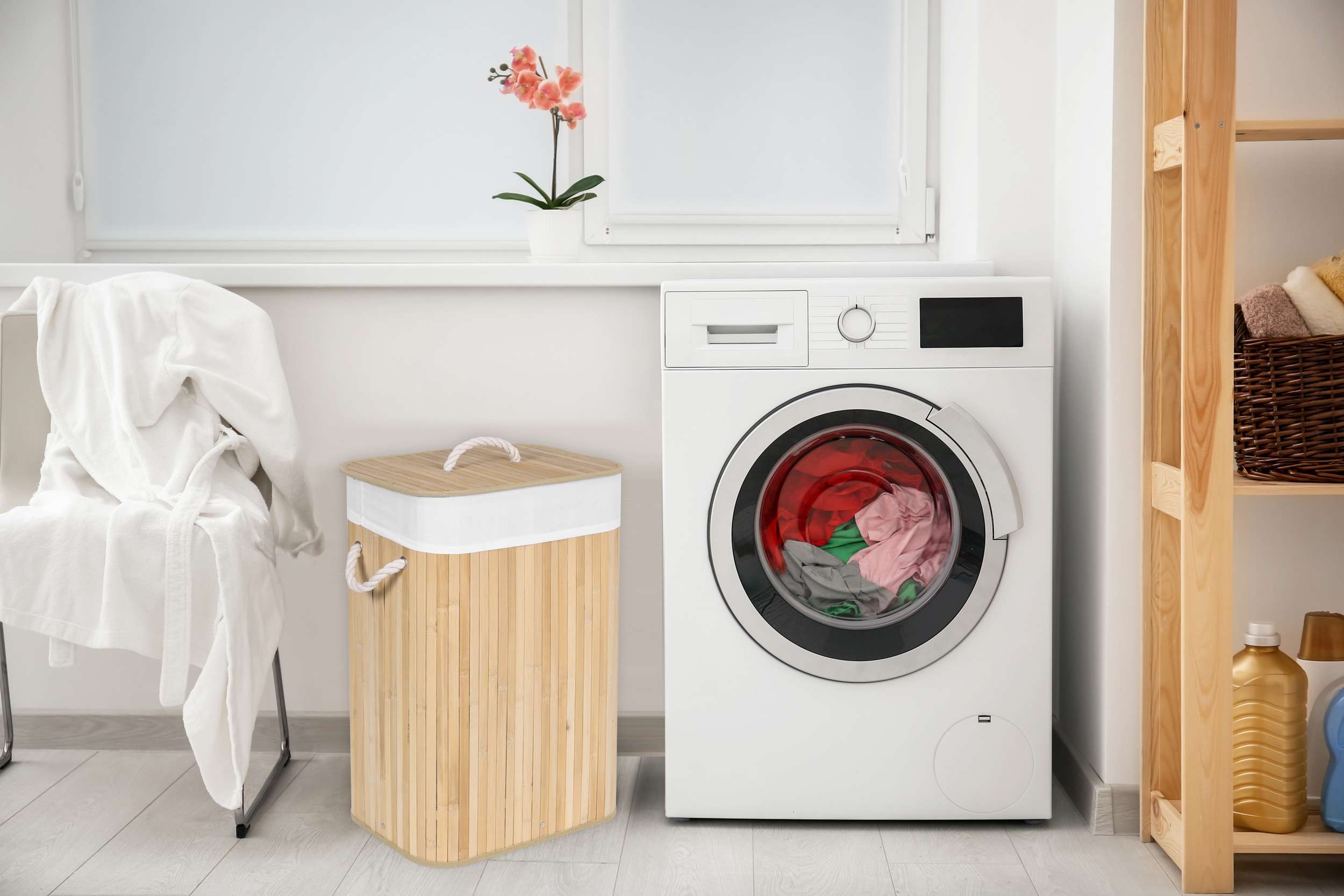 Kosz bambusowy pojemnik na pranie 1 komorowy naturalny - obrazek 2