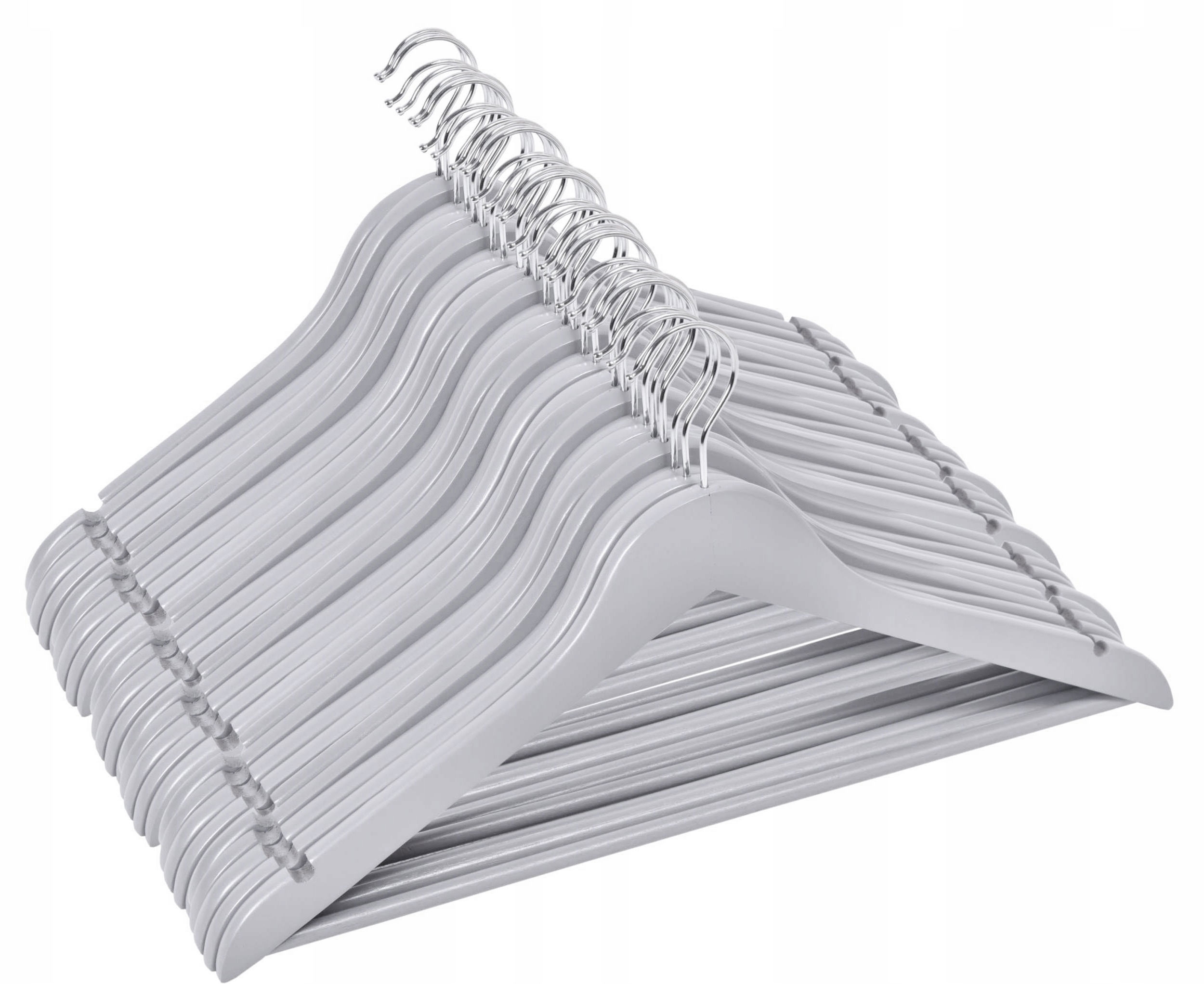 Wieszak do szafy RONDO komplet 30 sztuk szary drewno - obrazek 8