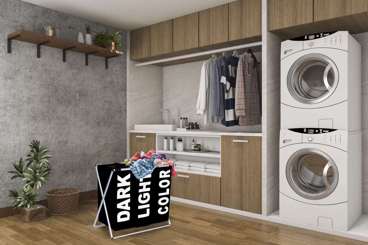 Trzykomorowy kosz na pranie TRIKO - 130L - czarny - obrazek 7