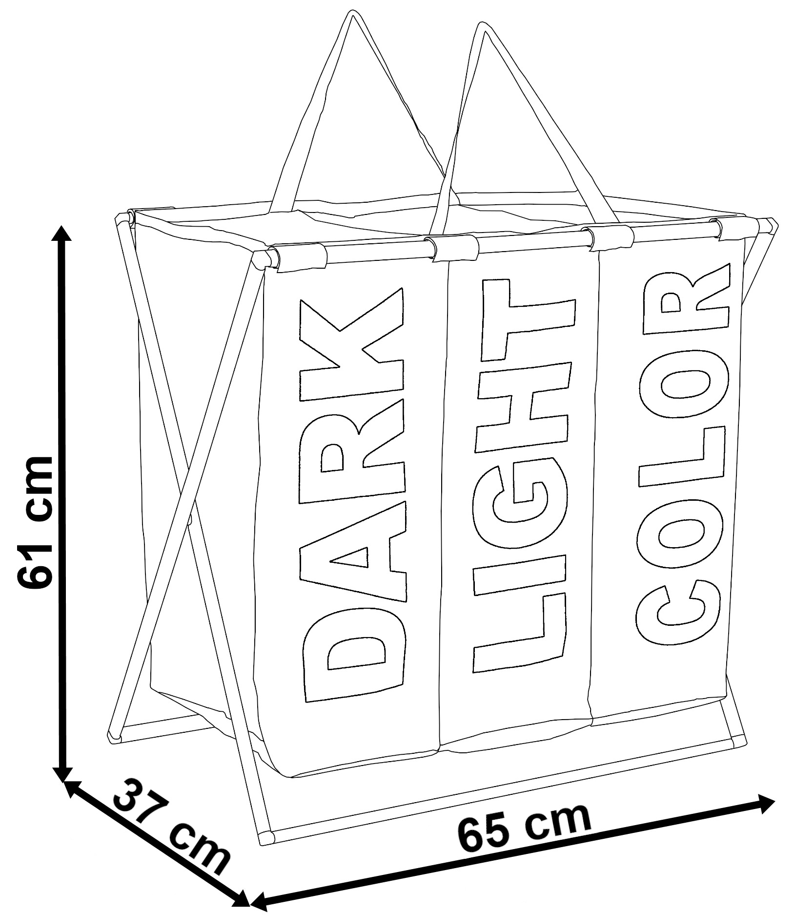 Trzykomorowy kosz na pranie TRIKO - 130L - czarny - obrazek 8