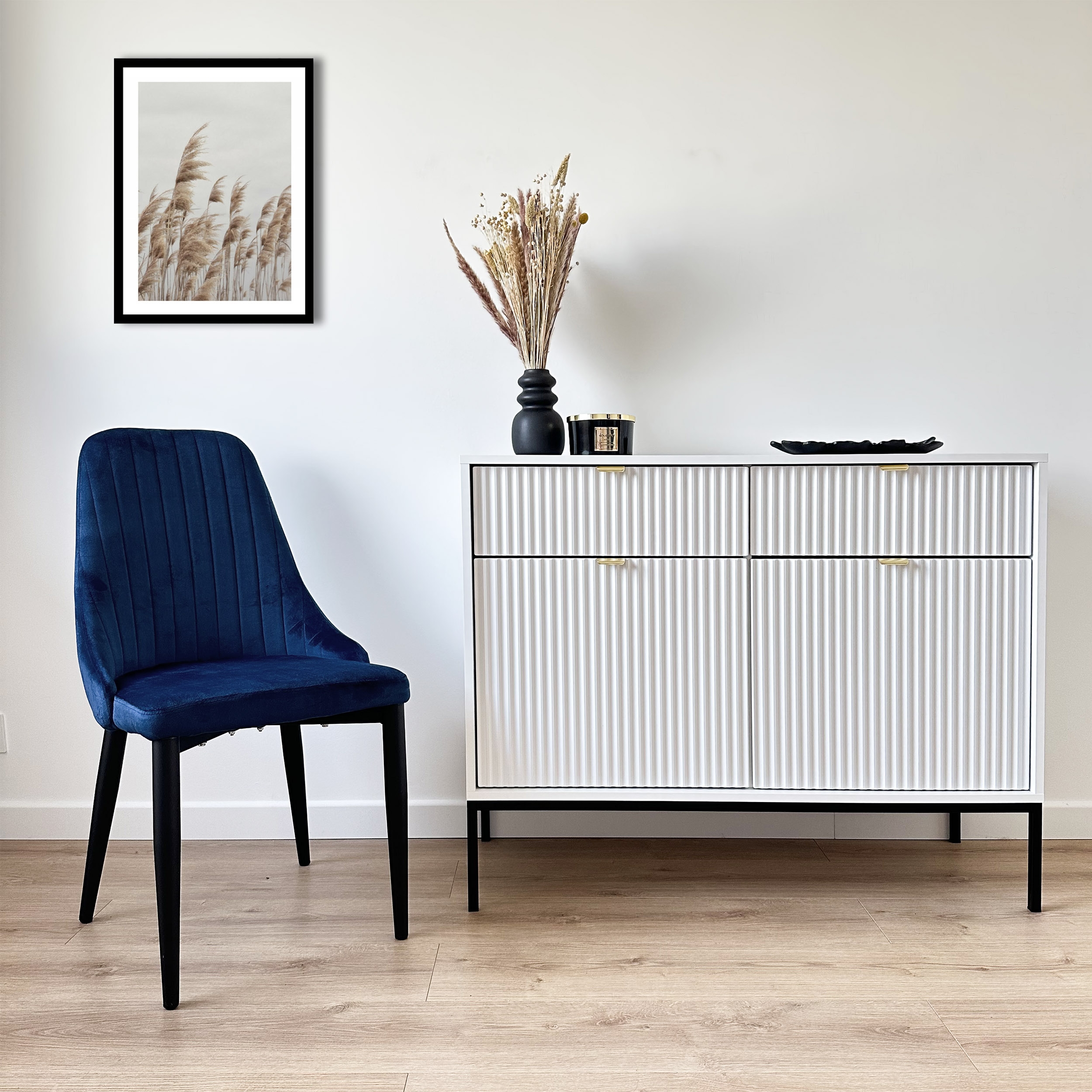 Krzesło welurowe LORIENT VELVET granatowe - obrazek 3