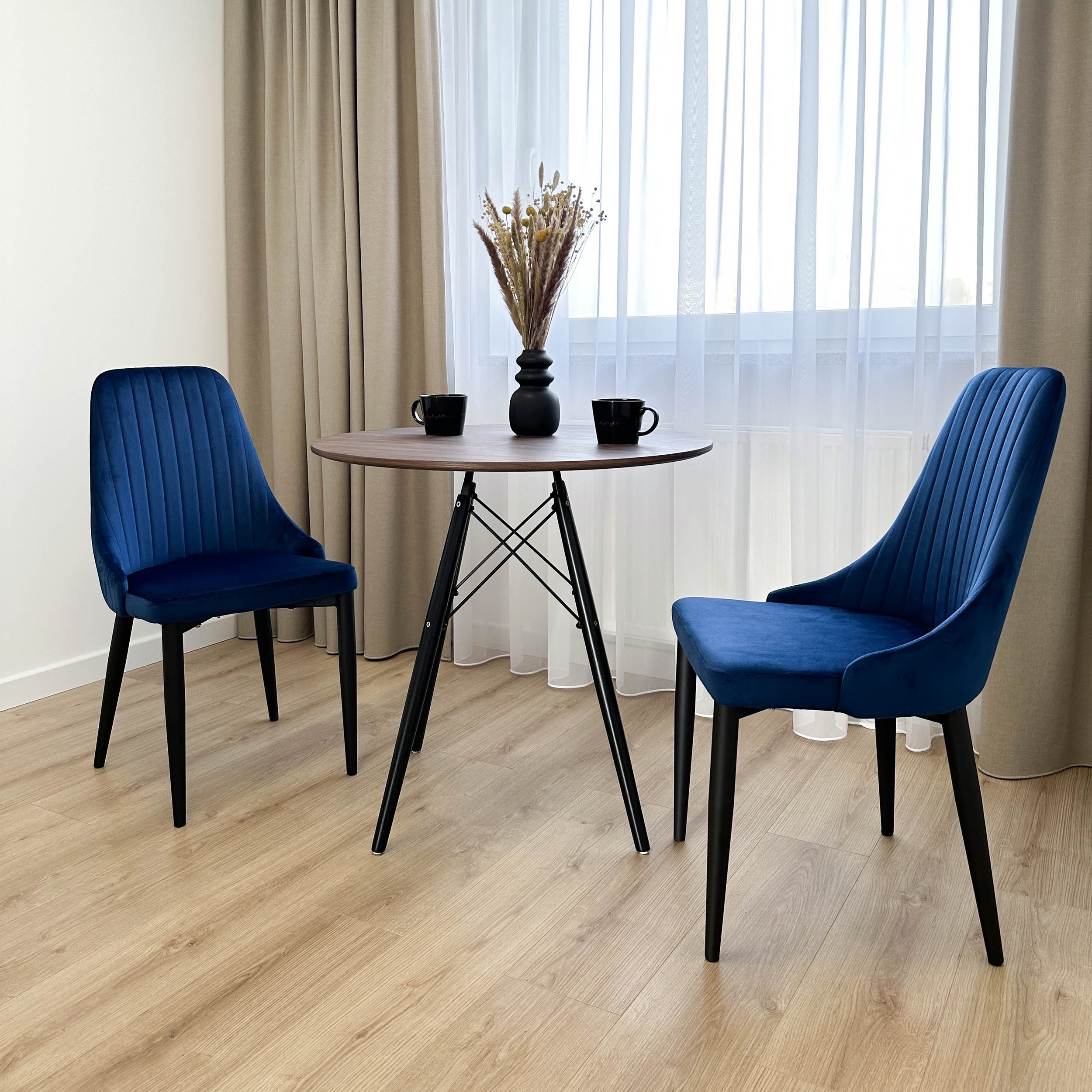 Krzesło welurowe LORIENT VELVET granatowe - obrazek 2