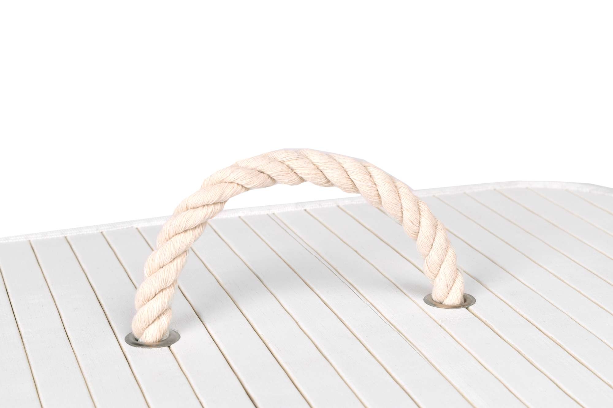 Kosz na pranie bambusowy z pokrywą 80L biało-szary - obrazek 7