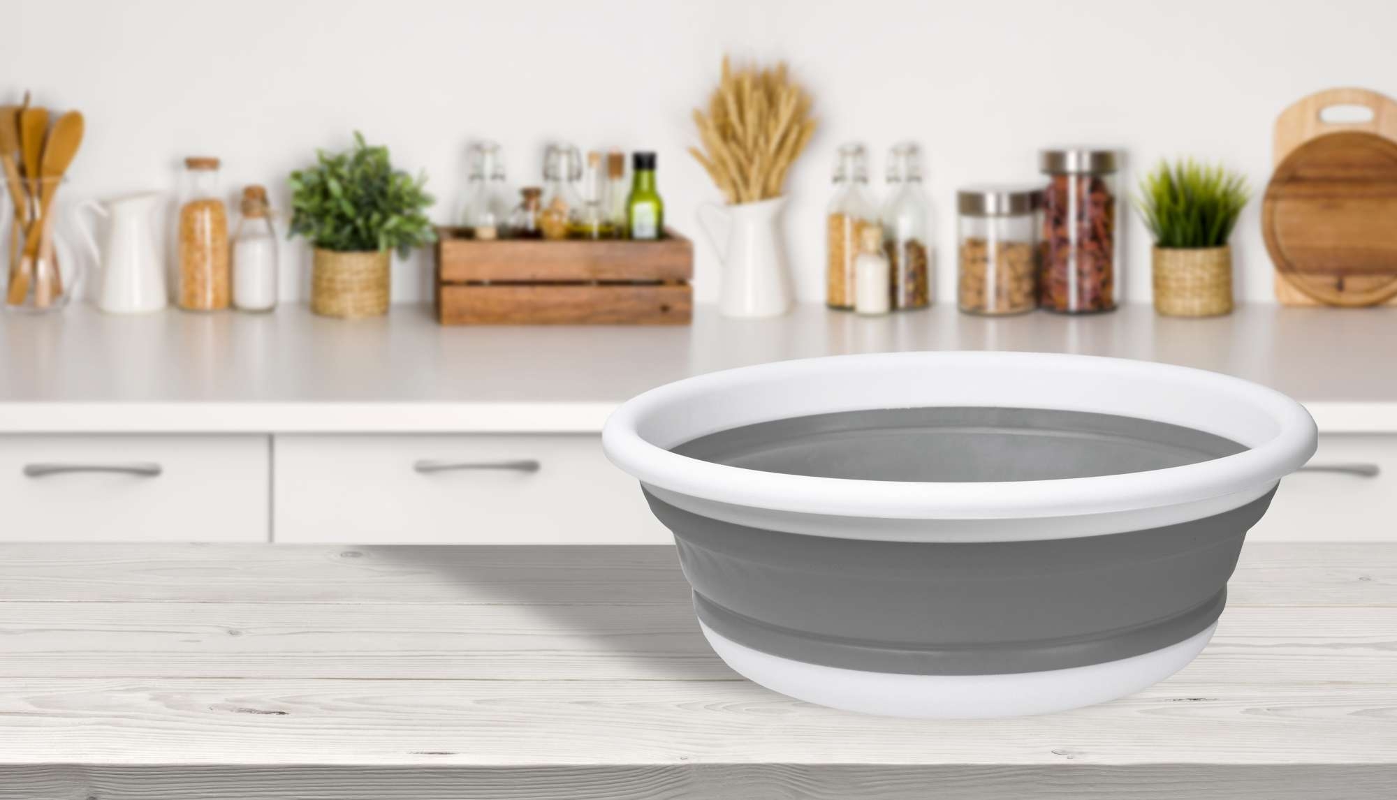 Miska okrągła 37 cm biało-szara ELBA COMPACT 9 litrów - obrazek 5