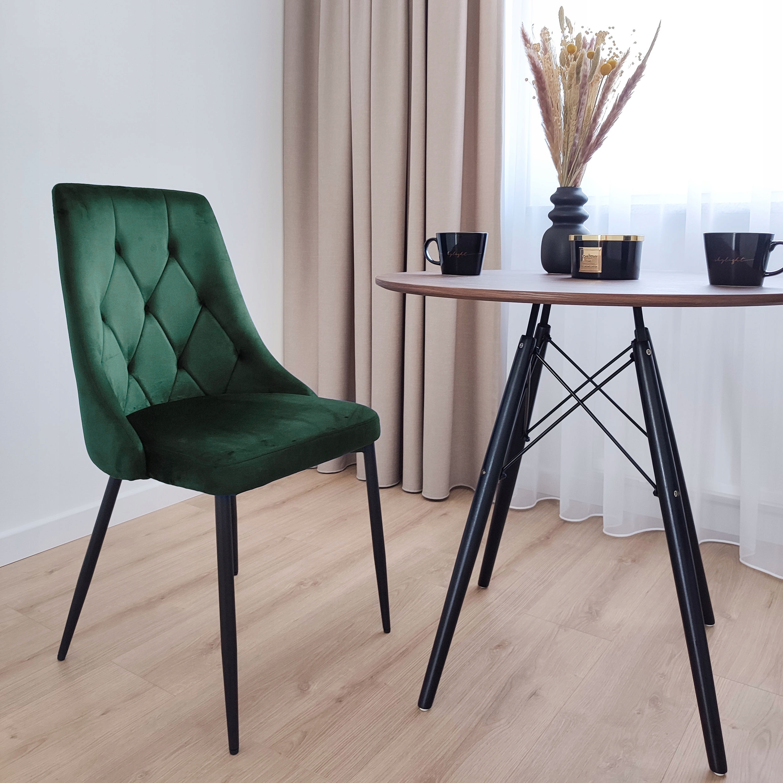 Krzesło LINCOLN VELVET tapicerowane ciemnozielony aksamit - obrazek 4