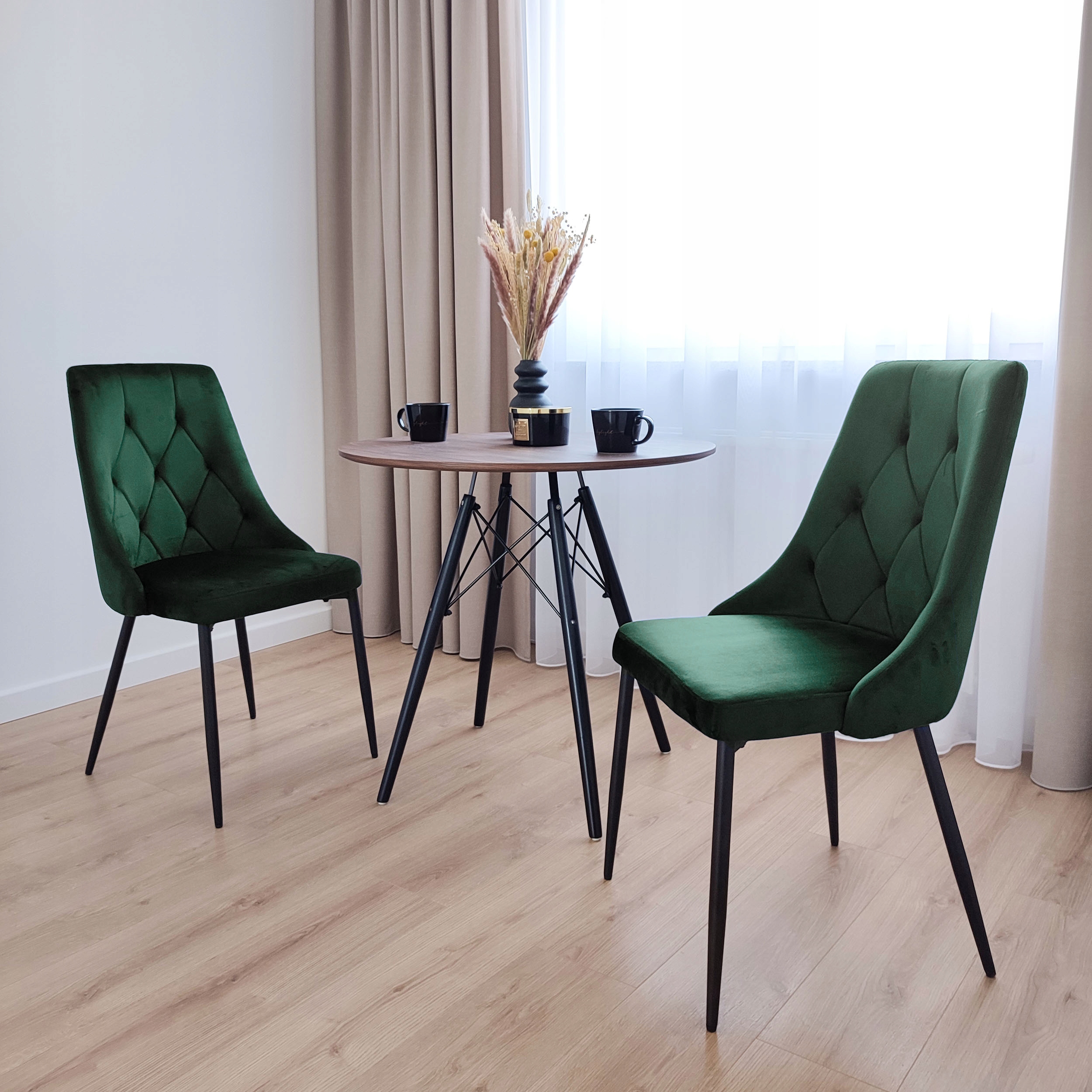 Krzesło LINCOLN VELVET tapicerowane ciemnozielony aksamit - obrazek 3