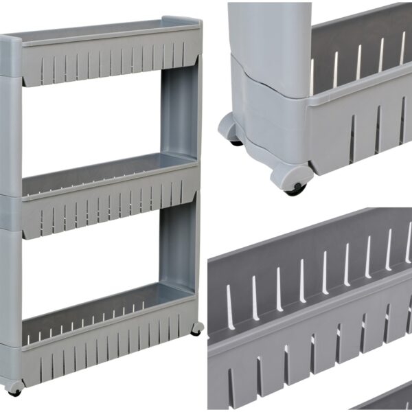 Półka kuchenna łazienkowa szara 3 poziomy Leira