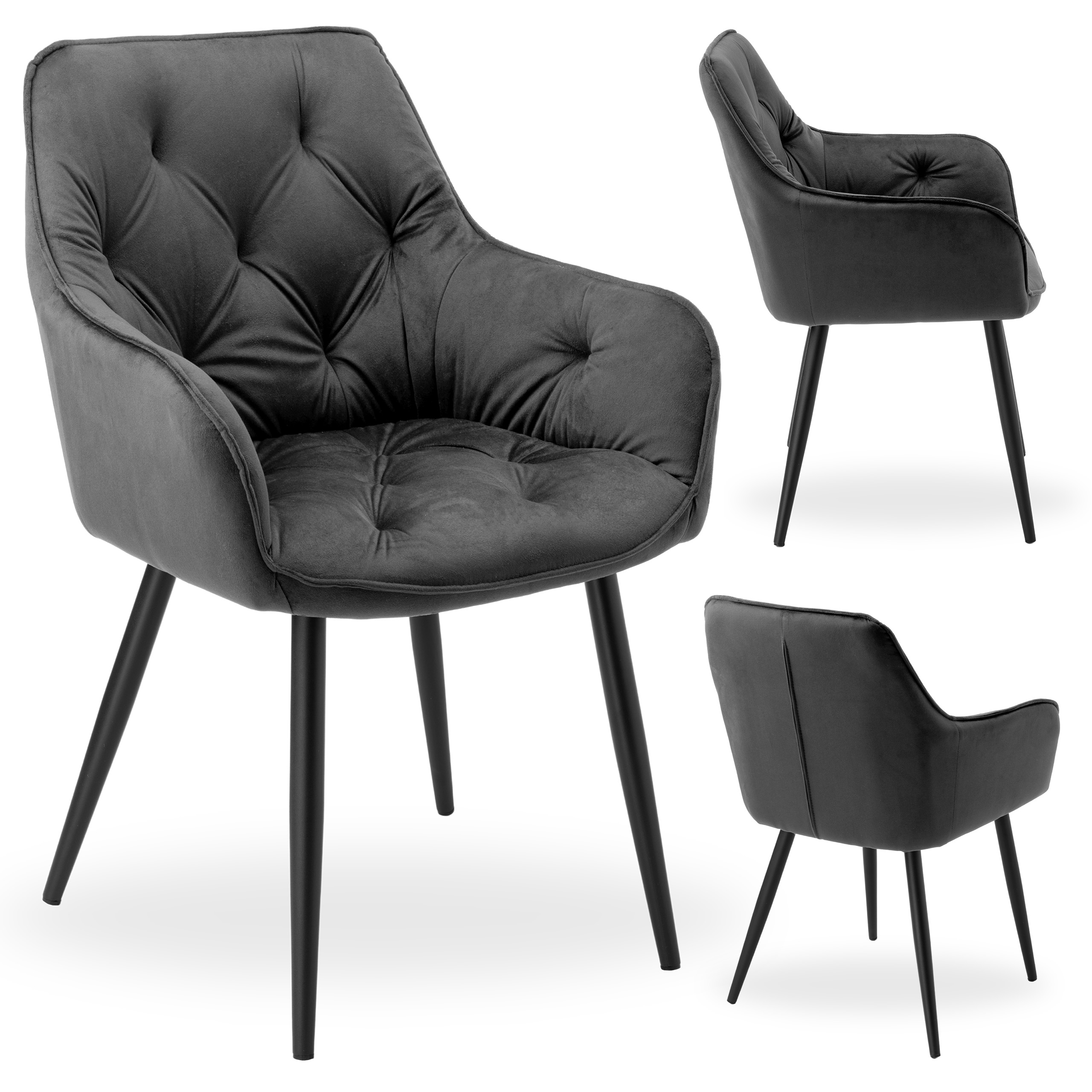 Krzesło welurowe NEVADA VELVET grafitowe