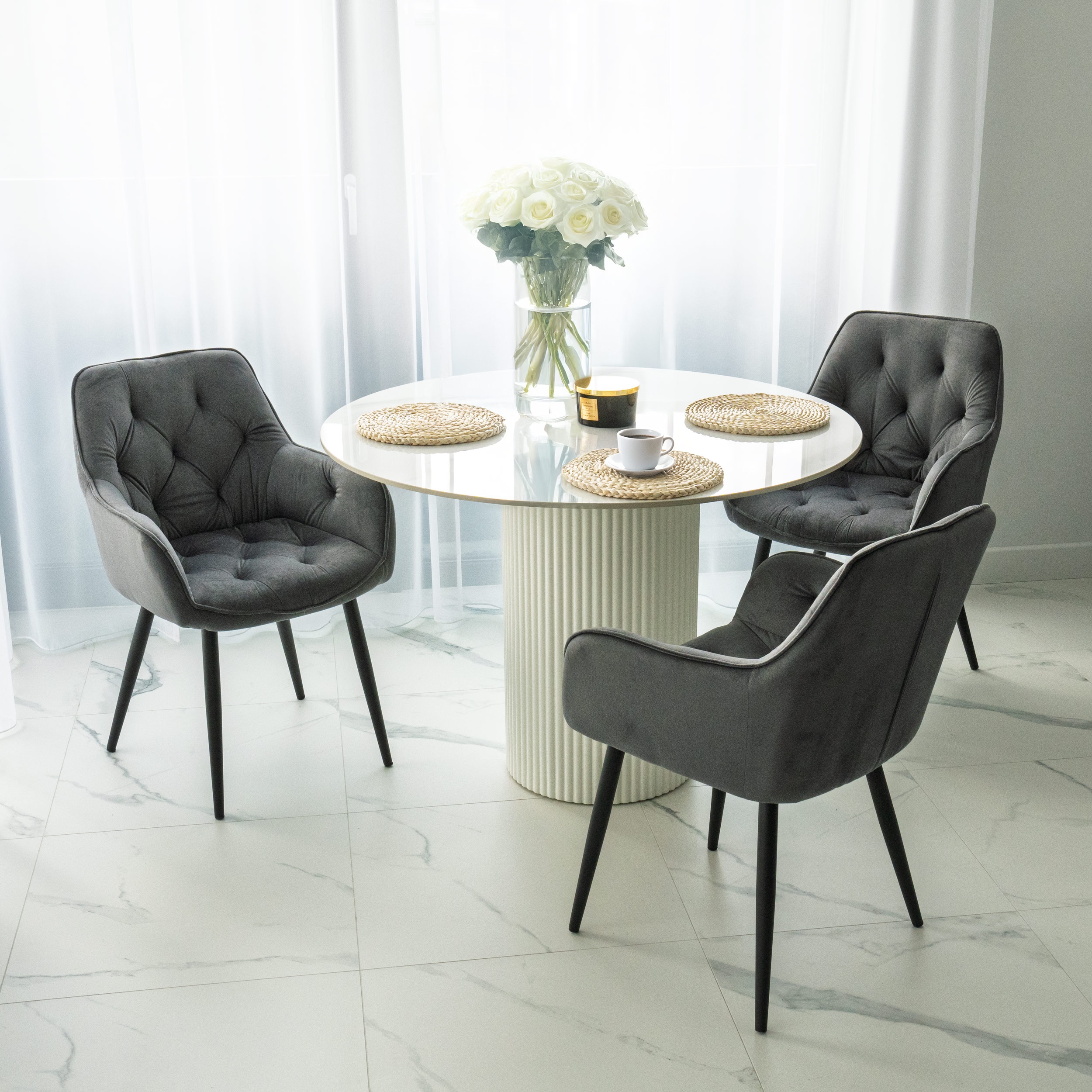 Krzesło welurowe NEVADA VELVET grafitowe - obrazek 2