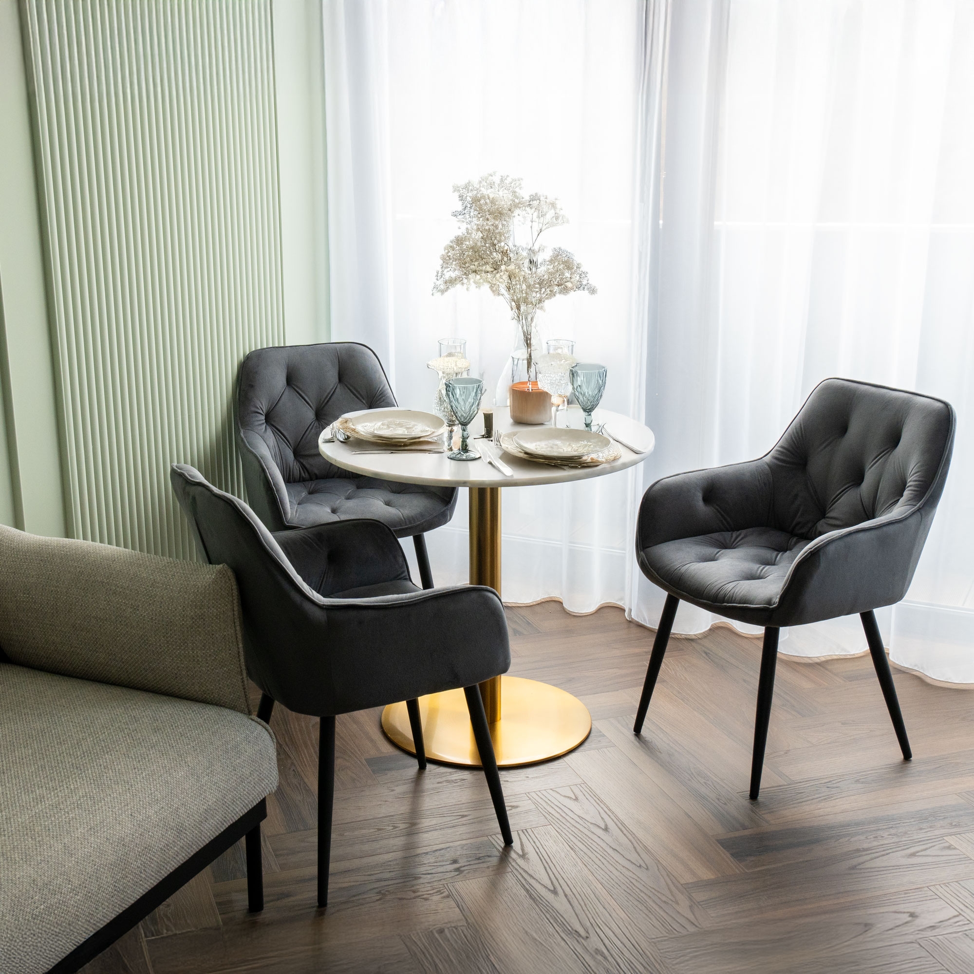 Krzesło welurowe NEVADA VELVET grafitowe - obrazek 3