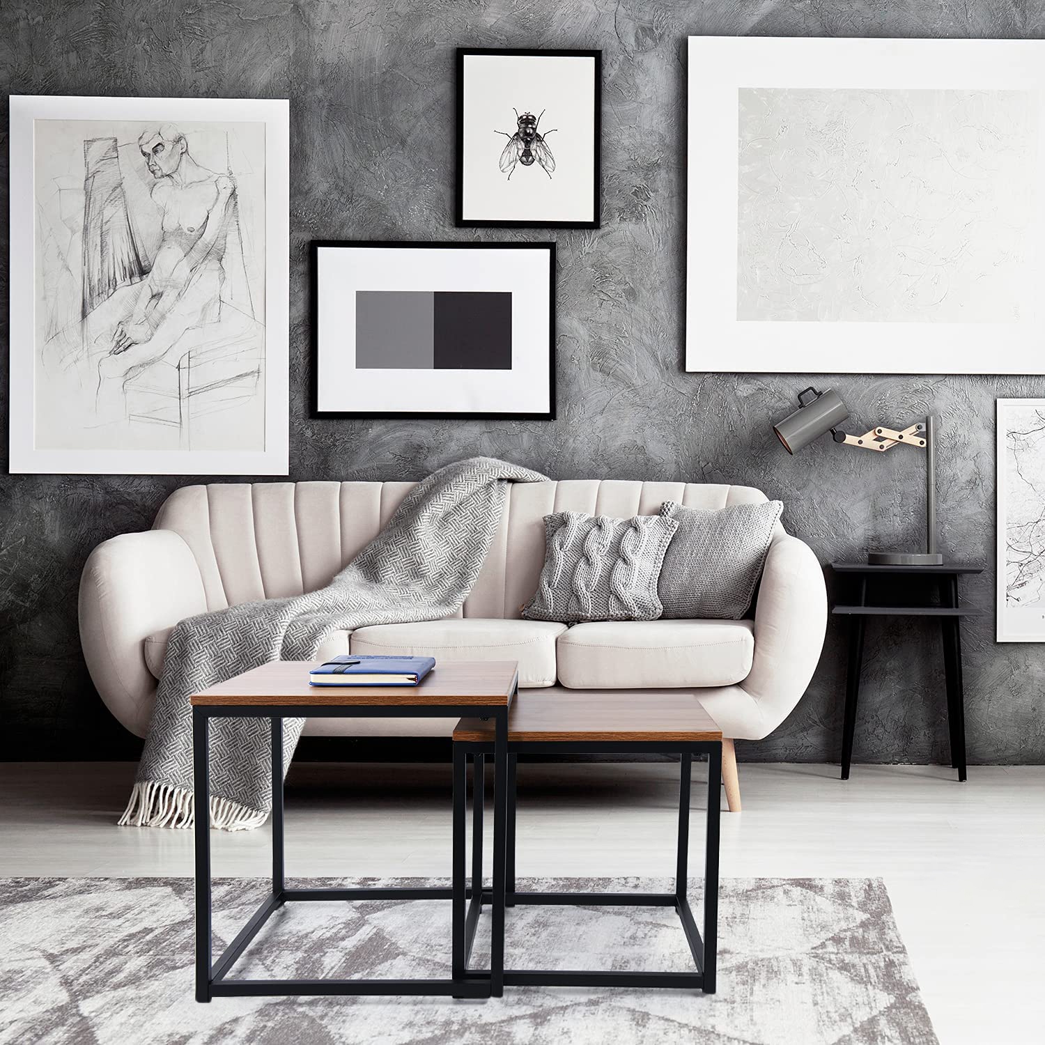 Stoliki kawowe loft PRAVEN RUSTIC postarzany dąb - obrazek 3