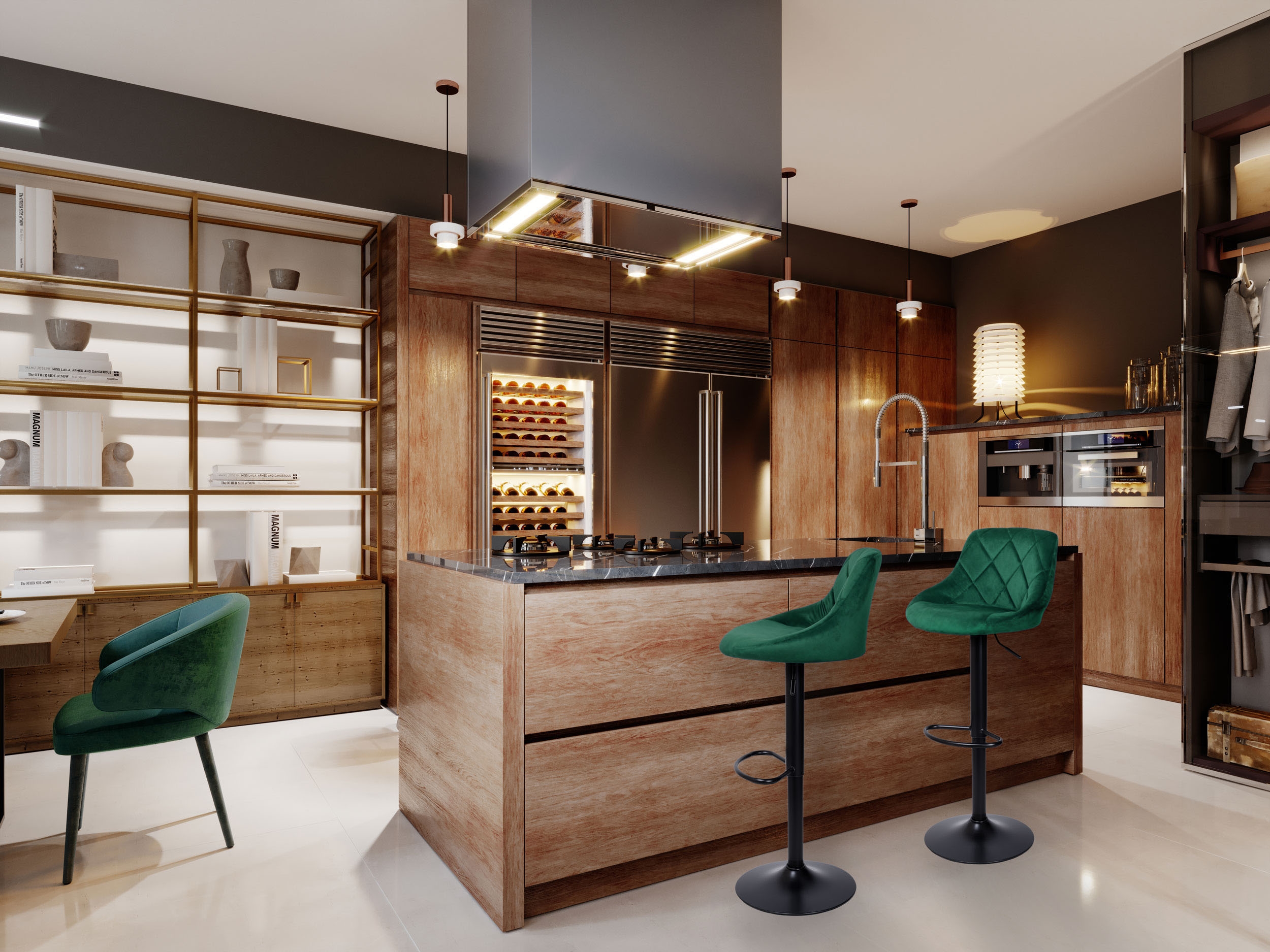 Hoker krzesło barowe CYDRO BLACK ciemnozielone Velvet - obrazek 2