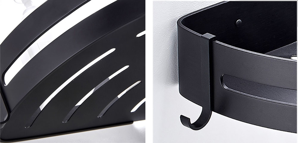 Półka loft Myzea czarna do łazienki pod prysznic - obrazek 4