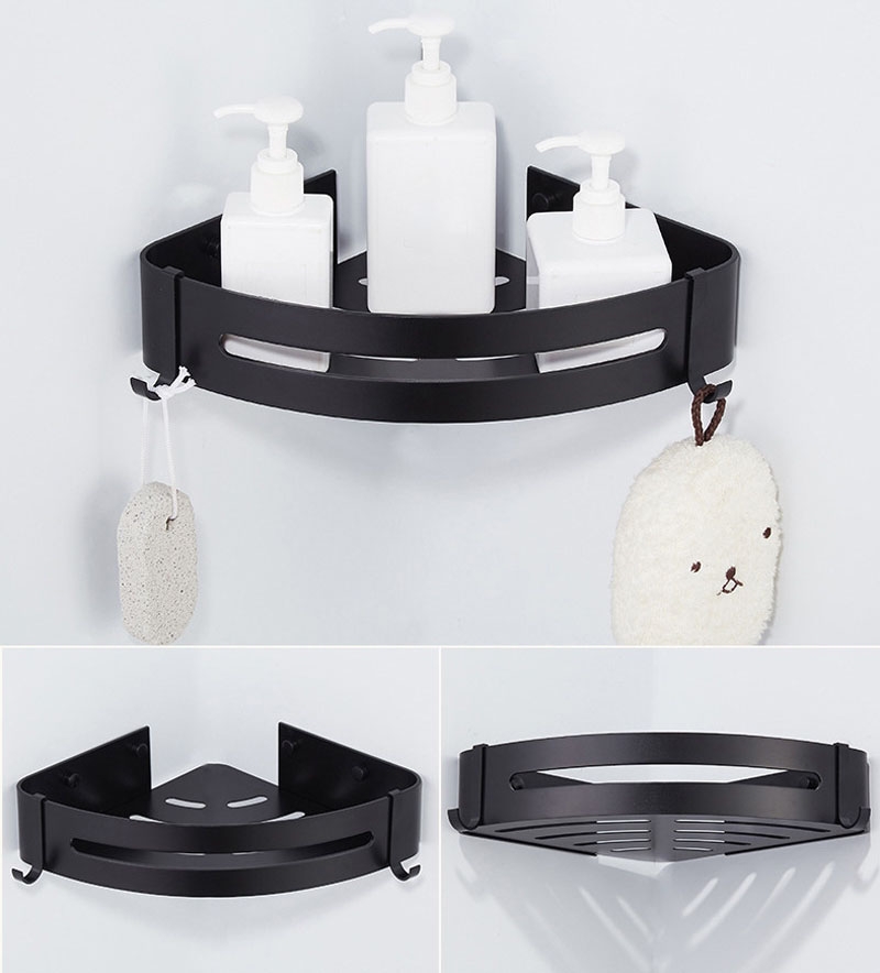 Półka loft Myzea czarna do łazienki pod prysznic - obrazek 6