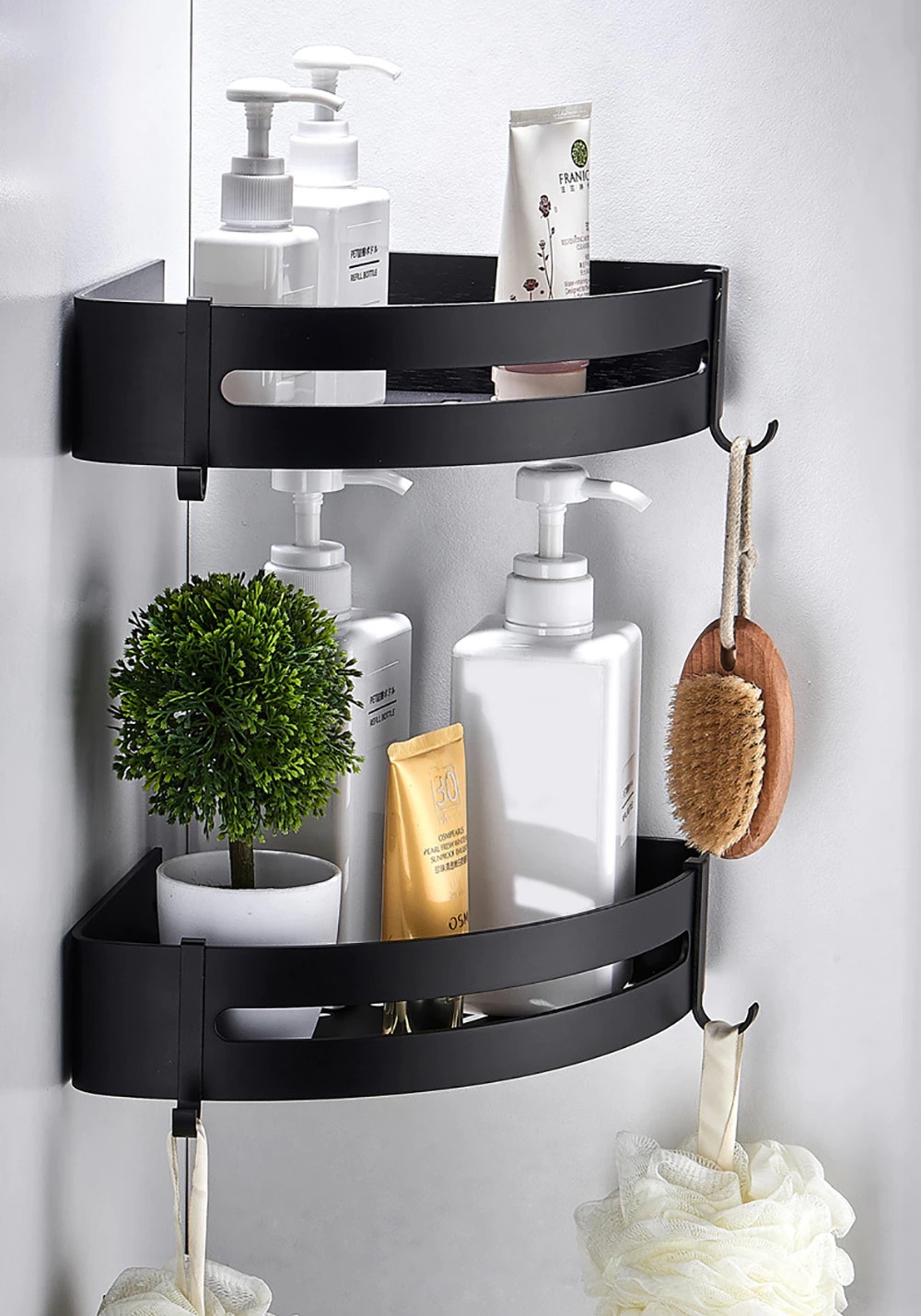 Półka loft Myzea czarna do łazienki pod prysznic - obrazek 8