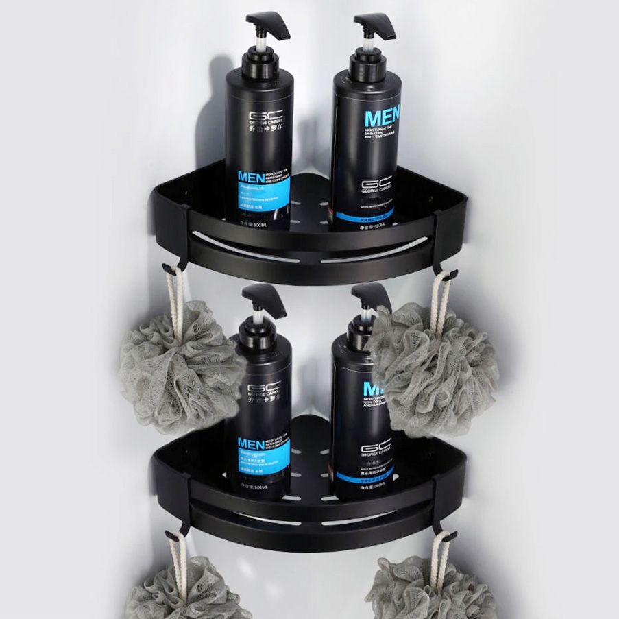 Półka loft Myzea czarna do łazienki pod prysznic - obrazek 9