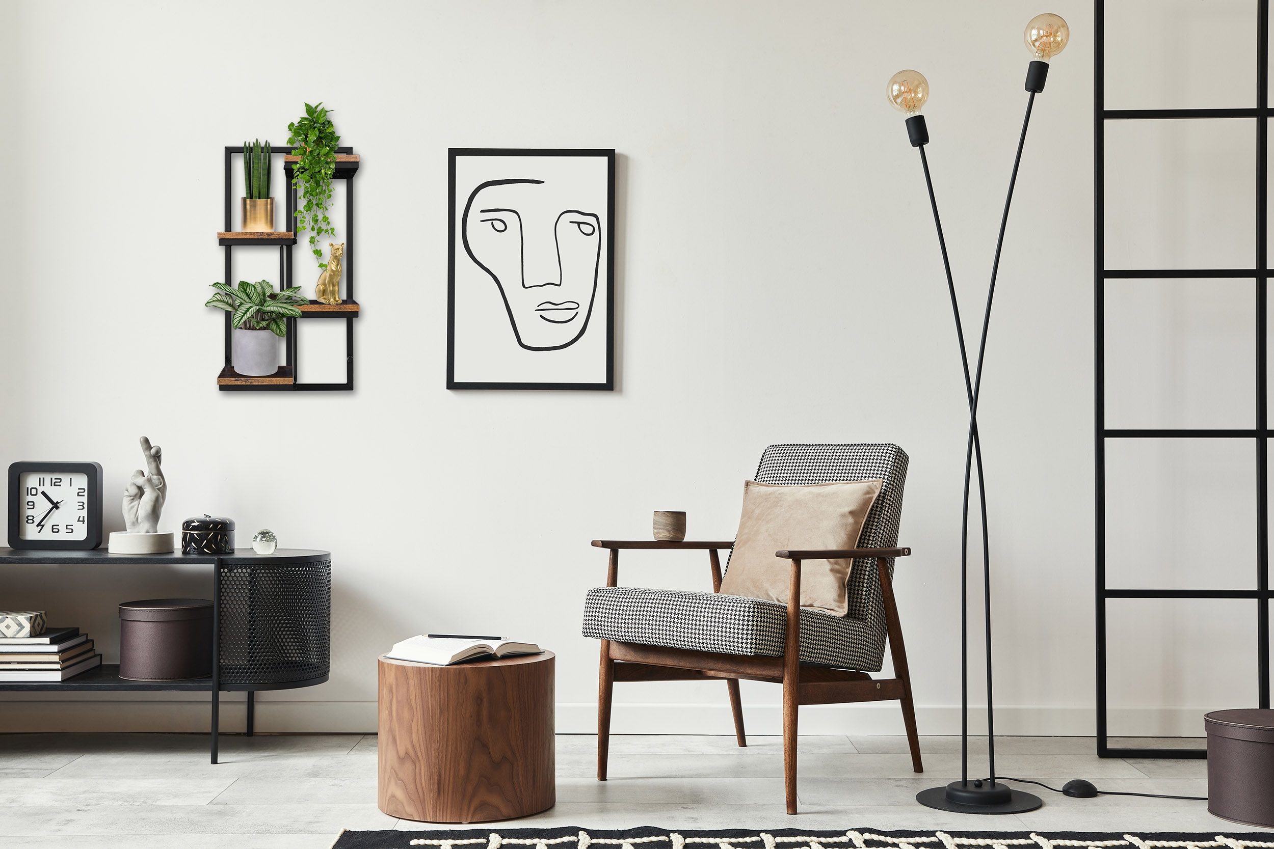 Kwietnik wiszący czarny Hagart Rustic postarzany dąb - obrazek 2