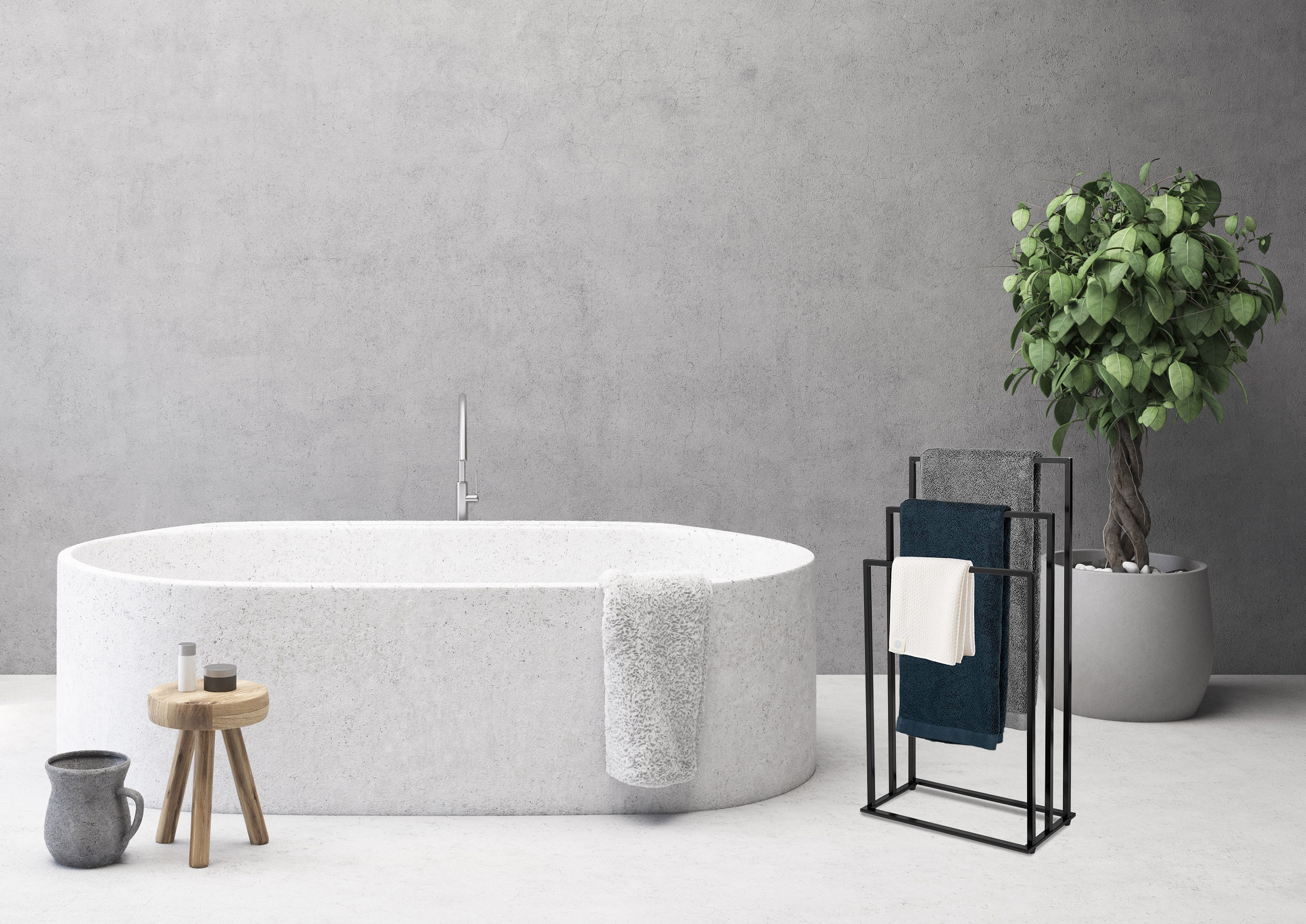 Stojak wieszak na ręczniki 3 ramiona Tire czarny - obrazek 3