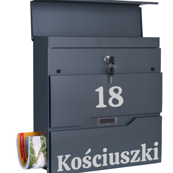 Skrzynka pocztowa na listy Vidar antracyt z napisami