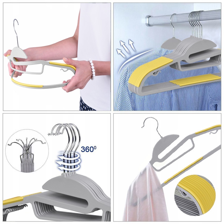 Wieszak Flexi komplet 10 sztuk szaro-żółty - obrazek 7