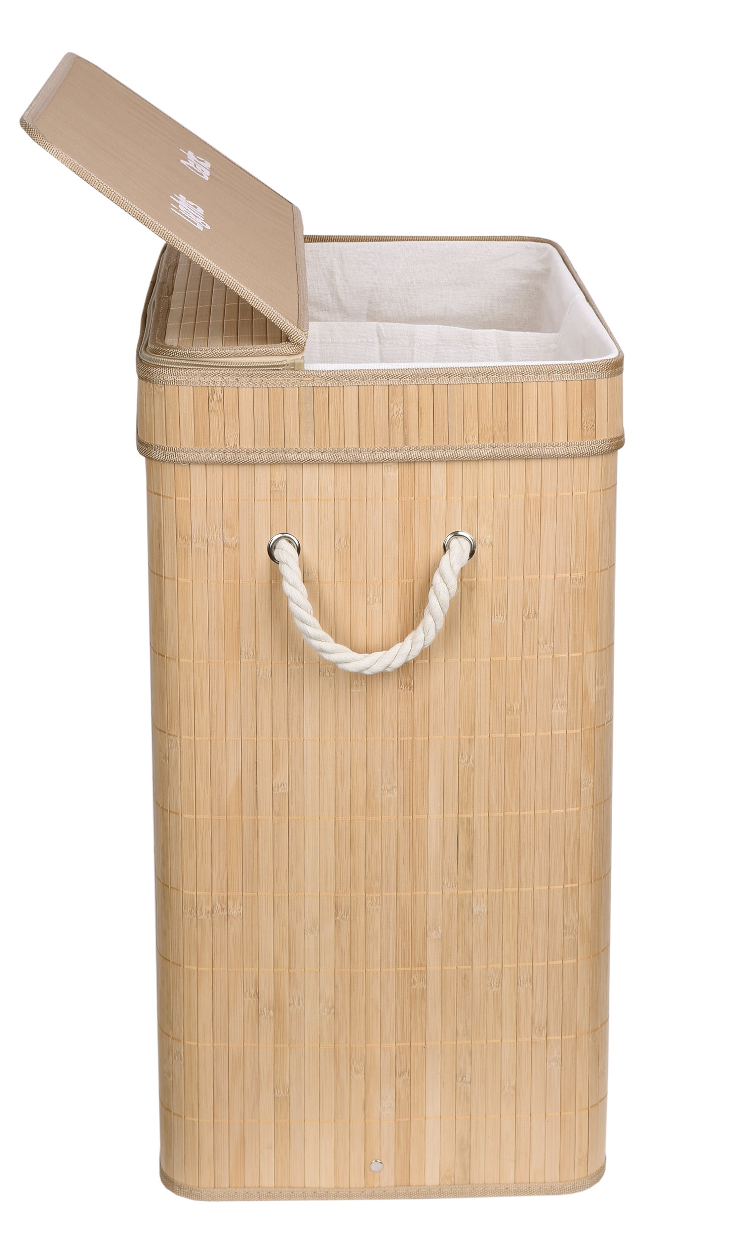 Kosz bambusowy pojemnik na pranie Soren 2 komory natural - obrazek 7
