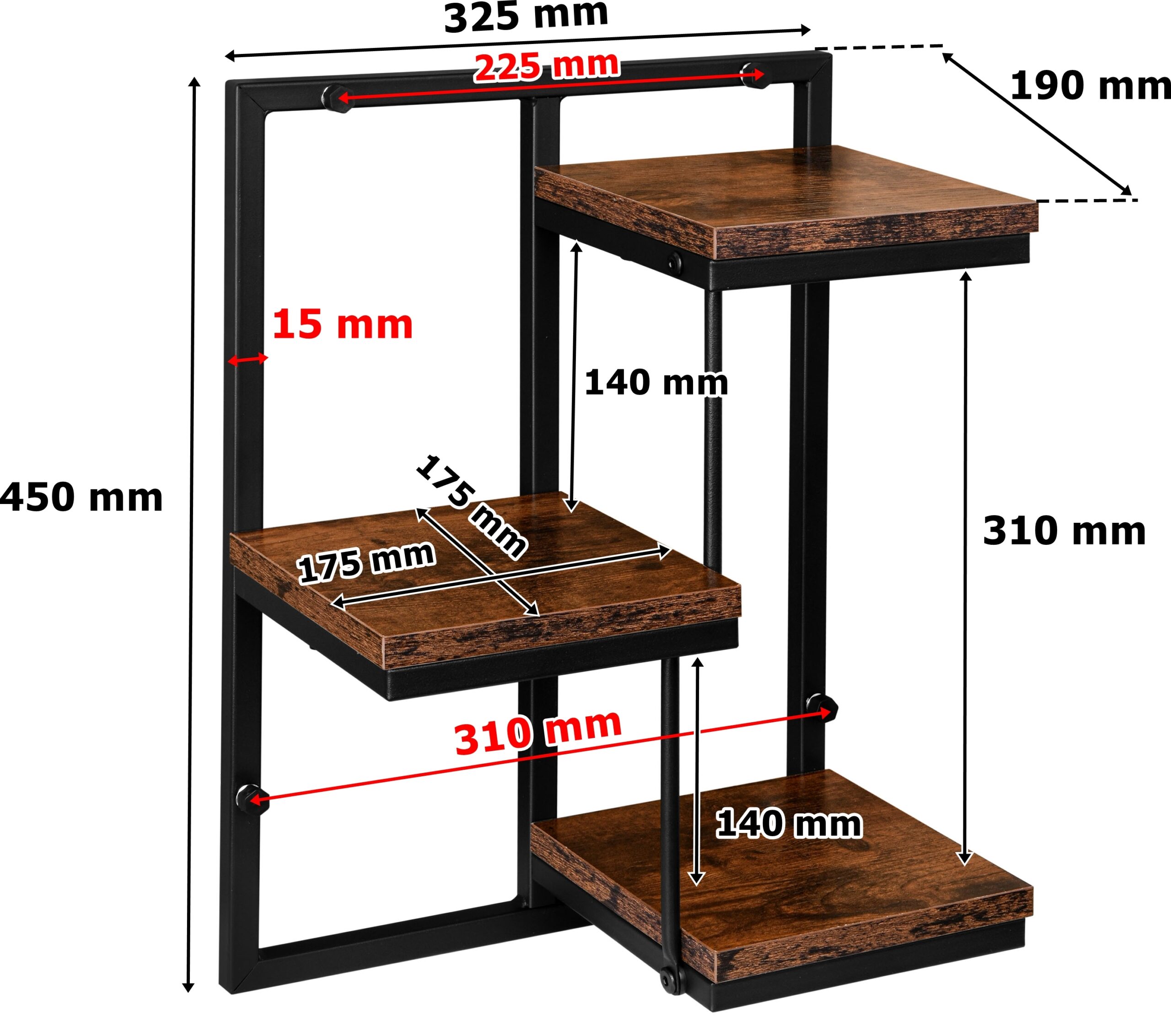 Kwietnik wiszący czarny Orkus Rustic postarzany dąb - obrazek 4
