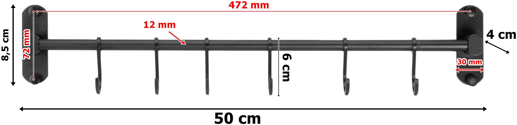 Reling do kuchni łazienki SIVAS czarny - obrazek 3