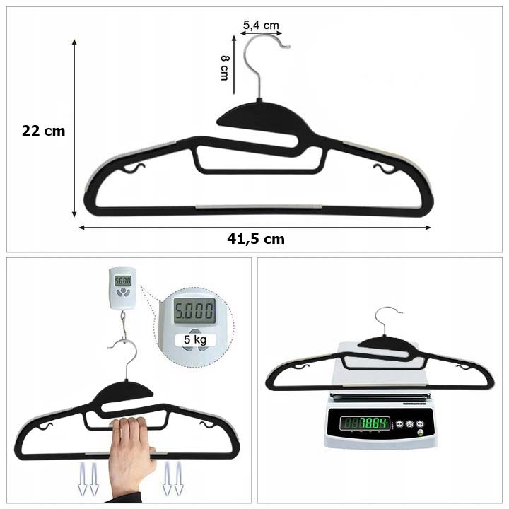 Wieszak Flexi komplet 20 sztuk czarno-szary - obrazek 9
