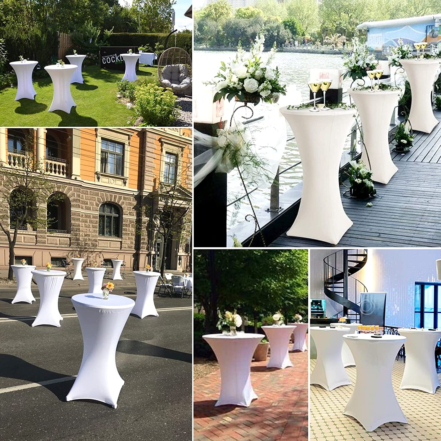 Pokrowiec na stolik koktajlowy BIAŁY 80 cm - obrazek 5