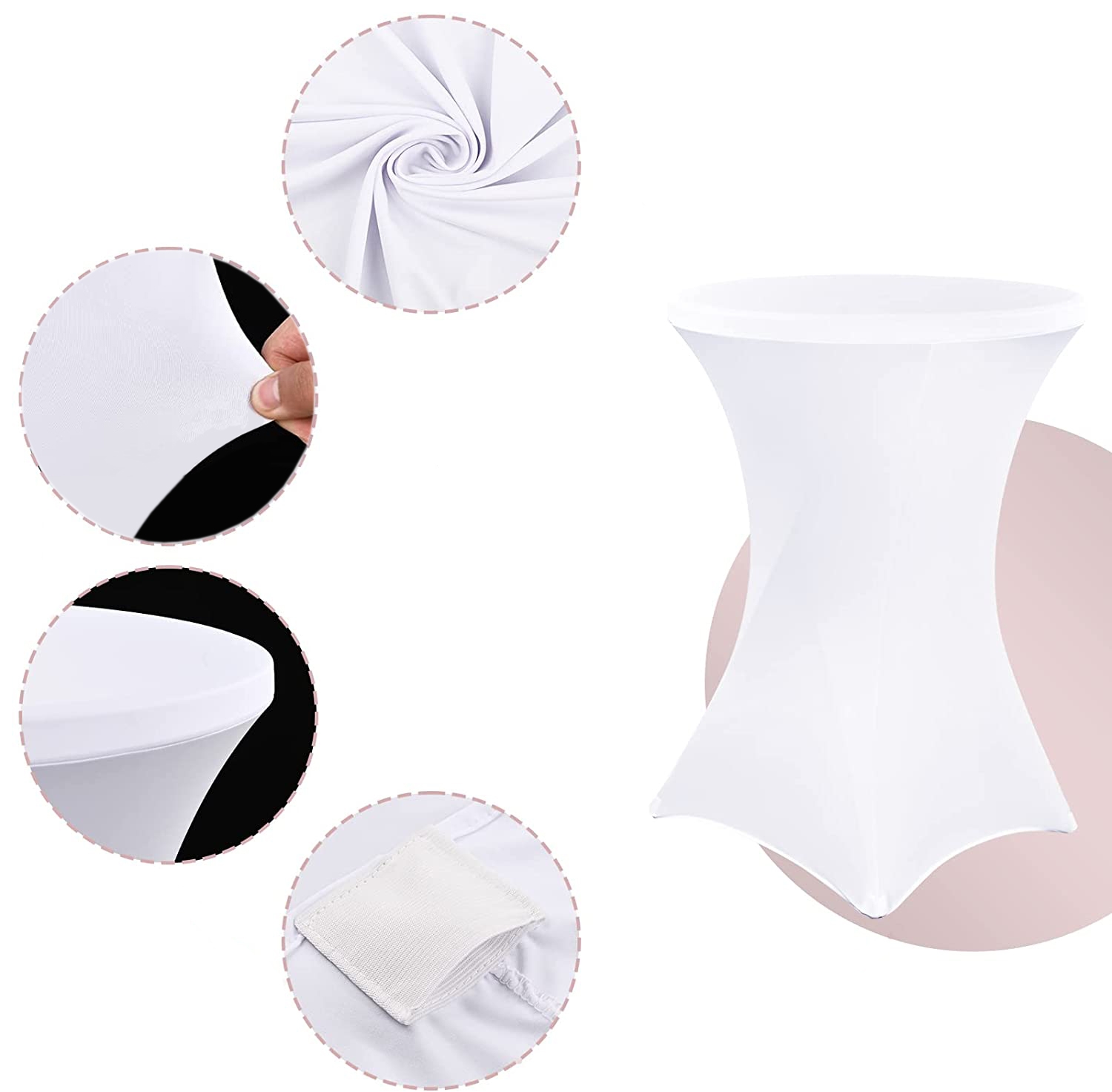 Pokrowiec na stolik koktajlowy BIAŁY 80 cm - obrazek 6