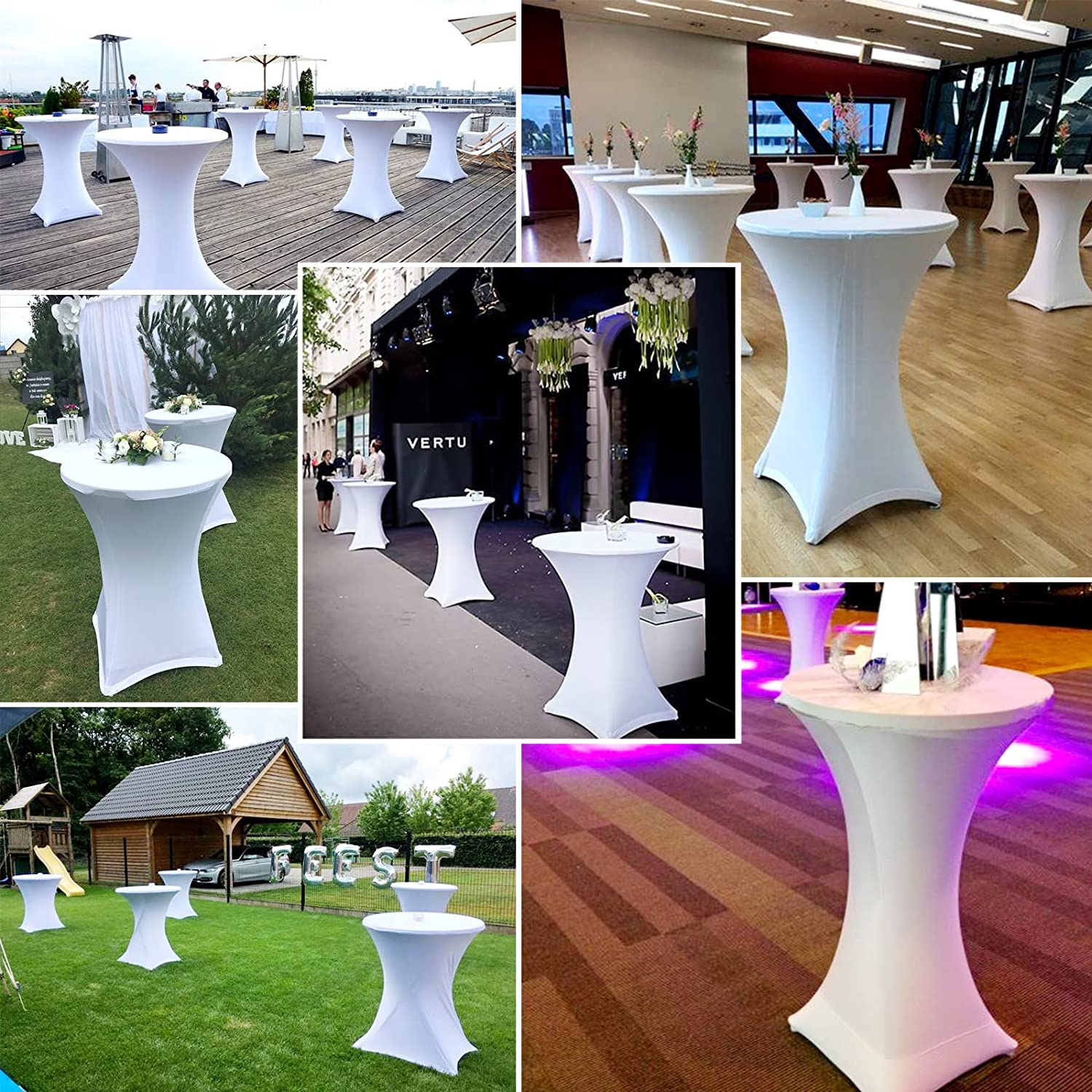 Pokrowiec na stolik koktajlowy BIAŁY 80 cm - obrazek 4