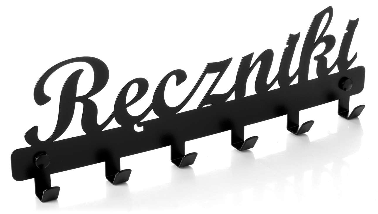 Wieszak ścienny z napisem Ręczniki czarny - obrazek 3