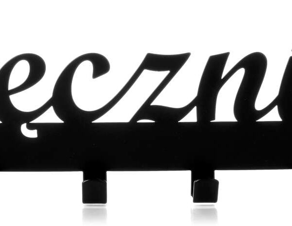 Wieszak ścienny z napisem Ręczniki czarny