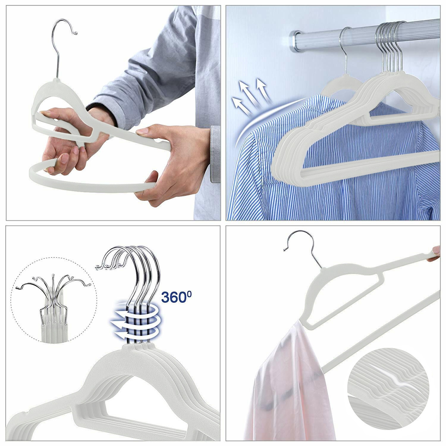 Wieszak welurowy Maxi komplet 50 sztuk szary - obrazek 5