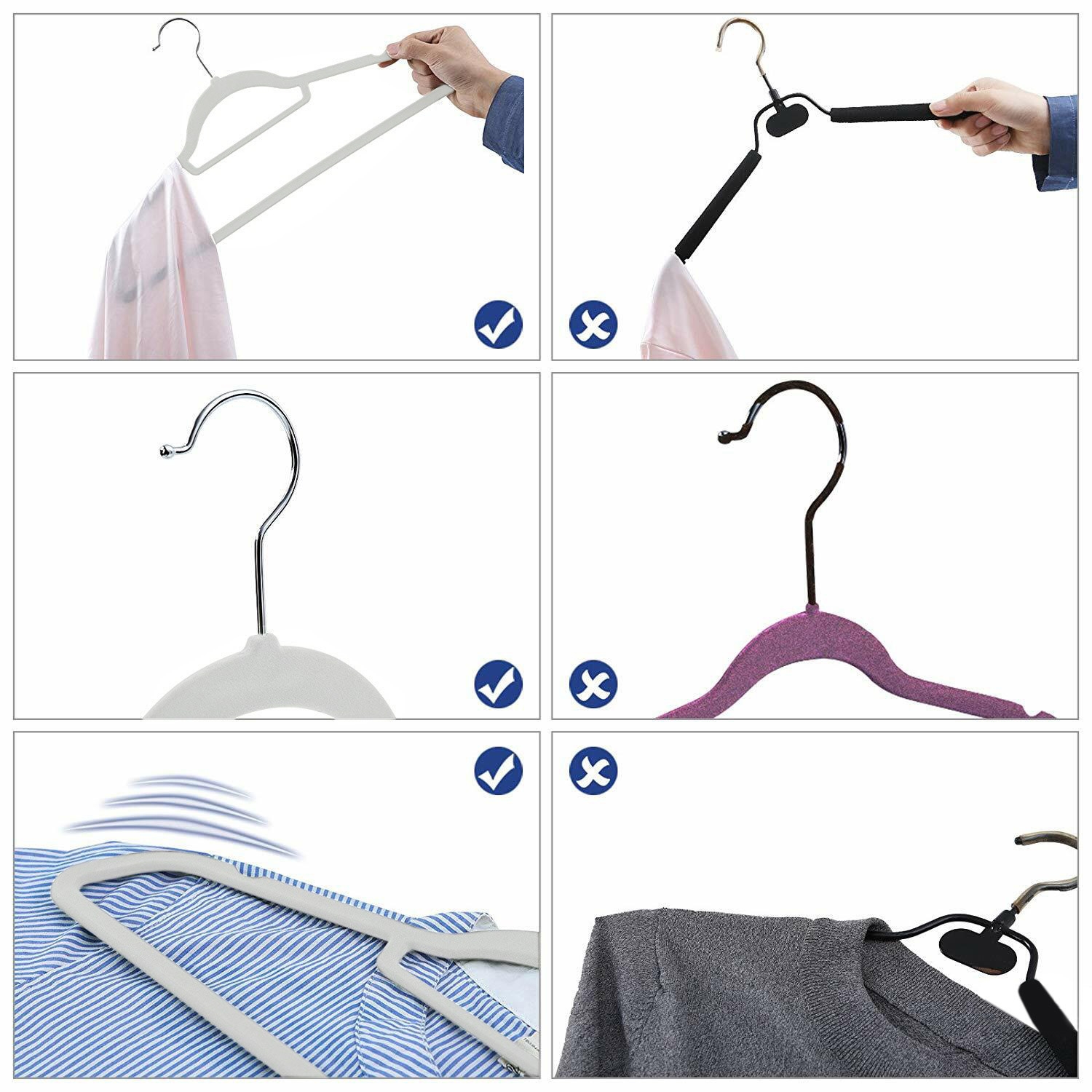 Wieszak welurowy Maxi komplet 50 sztuk szary - obrazek 6