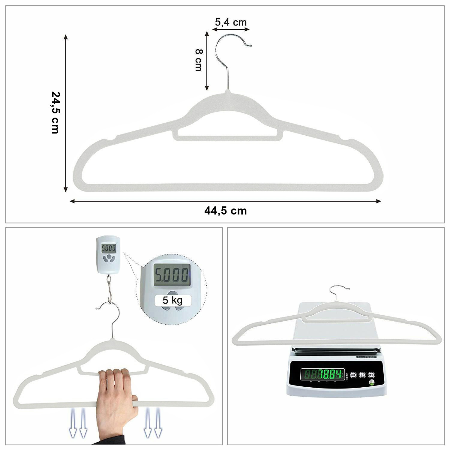 Wieszak welurowy Maxi komplet 50 sztuk szary - obrazek 7
