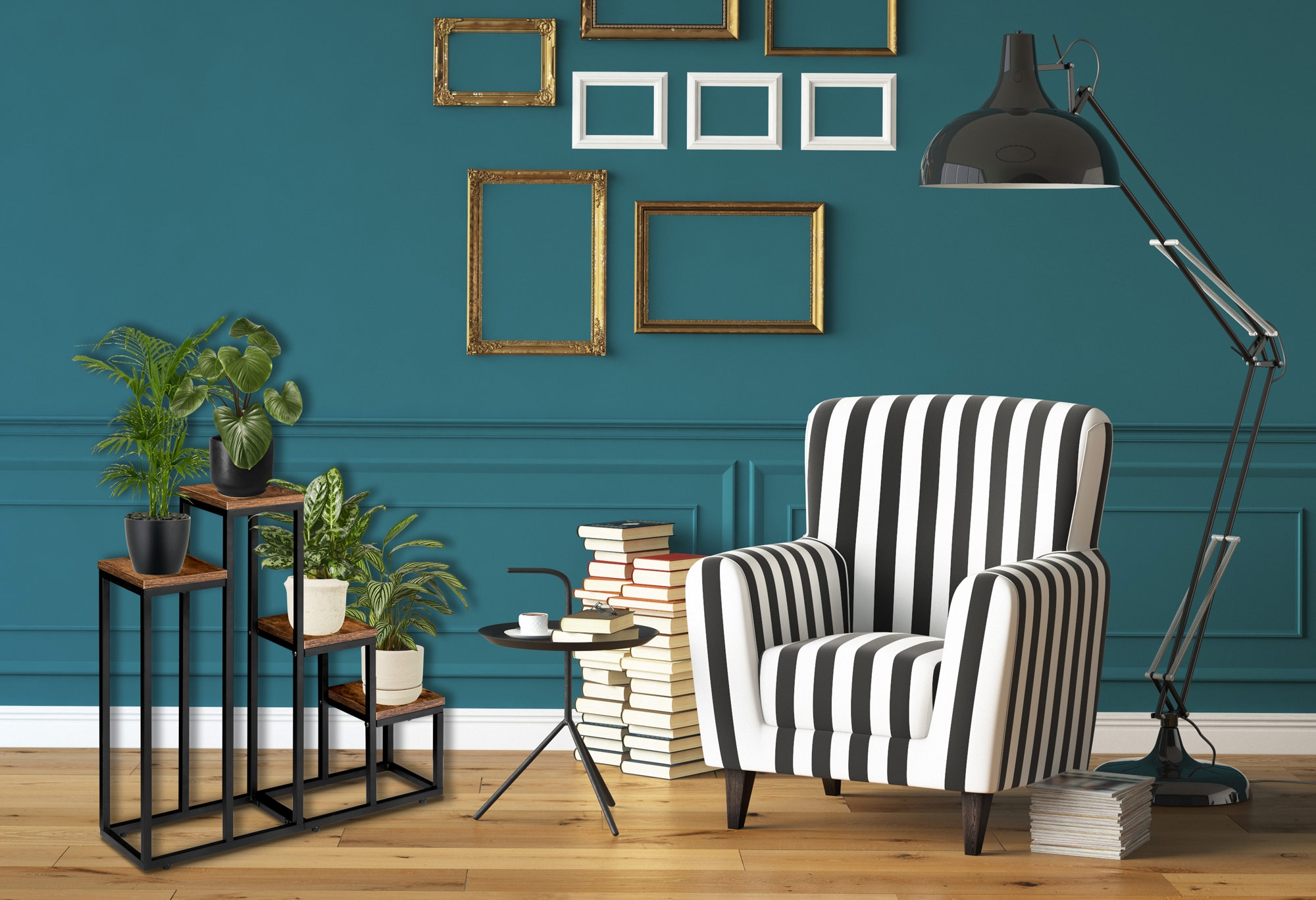 Kwietnik stojący czarny Pallen postarzany dąb - obrazek 3