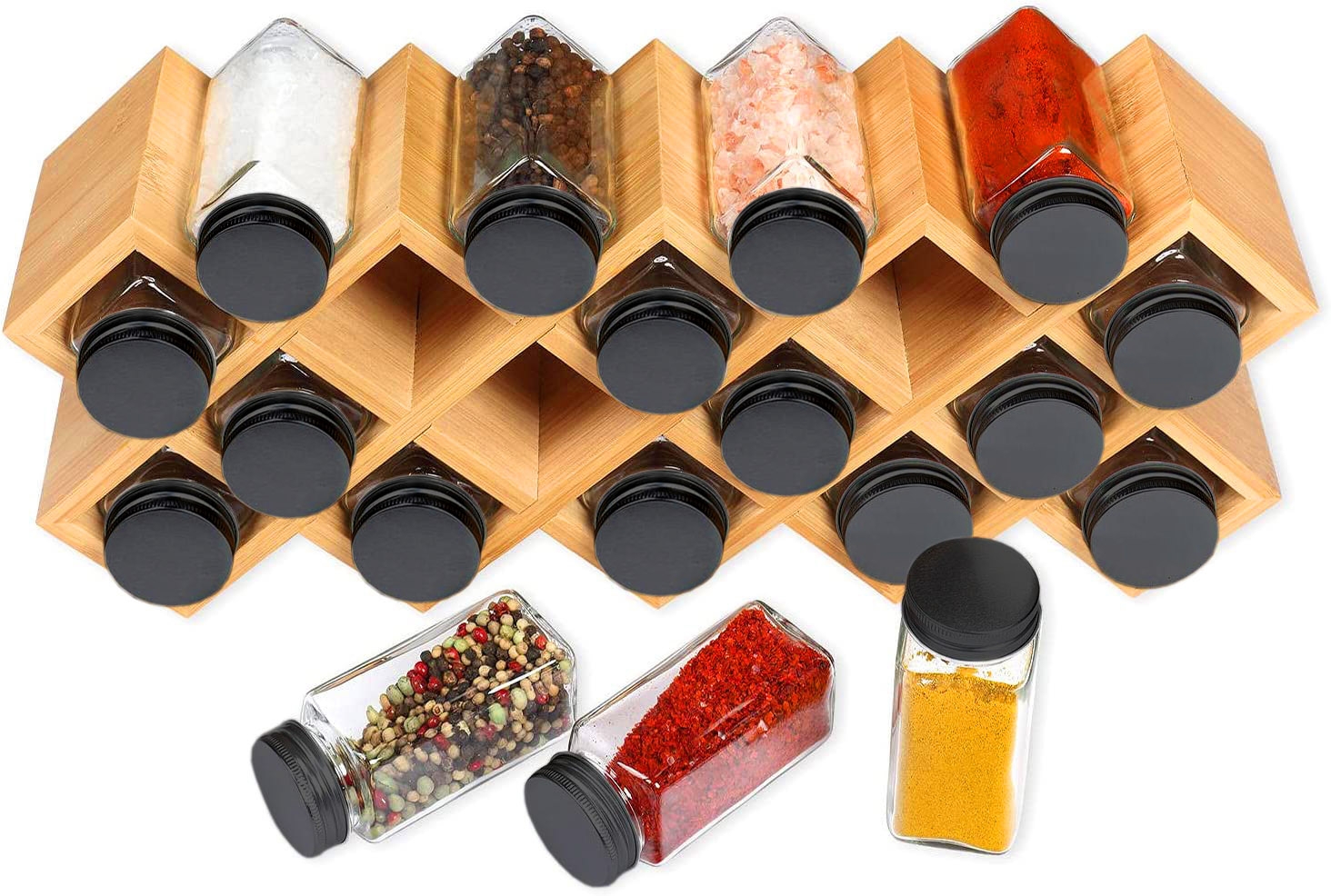 Stojak bambusowy na przyprawy KOCHEN 18 słoików - obrazek 4