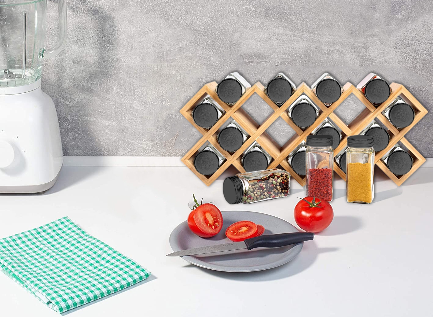 Stojak bambusowy na przyprawy KOCHEN 18 słoików - obrazek 7