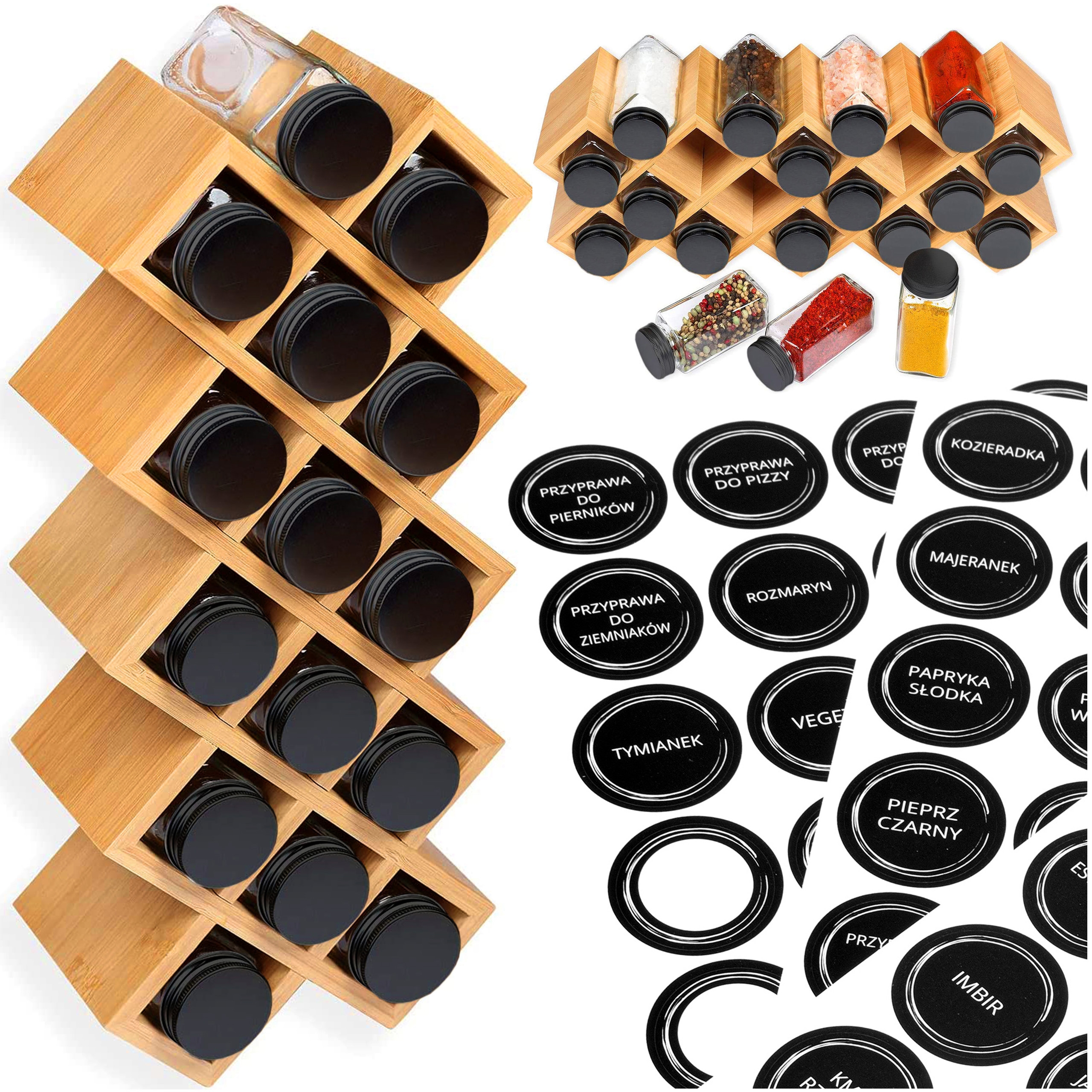 Stojak bambusowy na przyprawy KOCHEN 18 słoików - obrazek 9