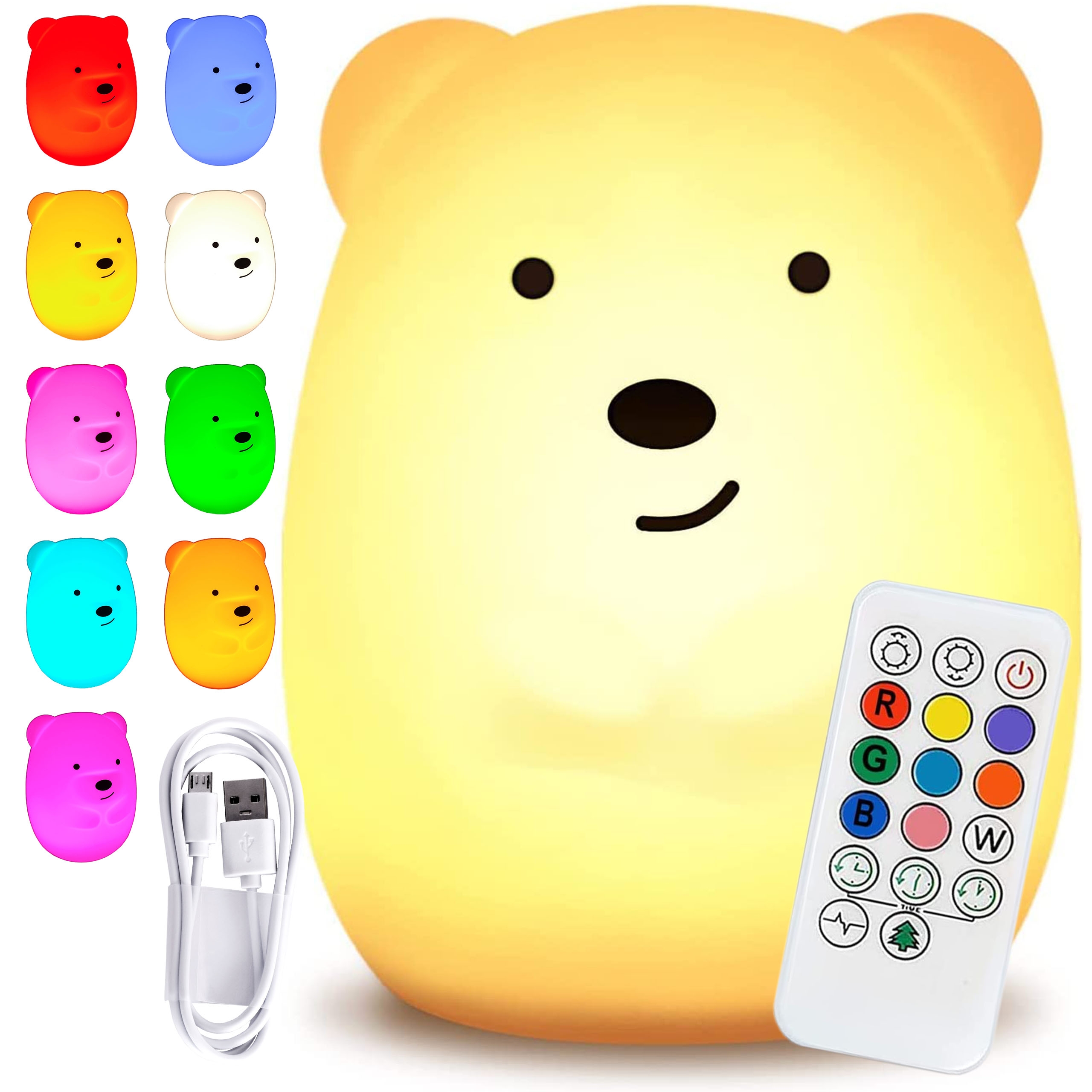 Silikonowa lampka nocna Misiek led rgb - obrazek 2