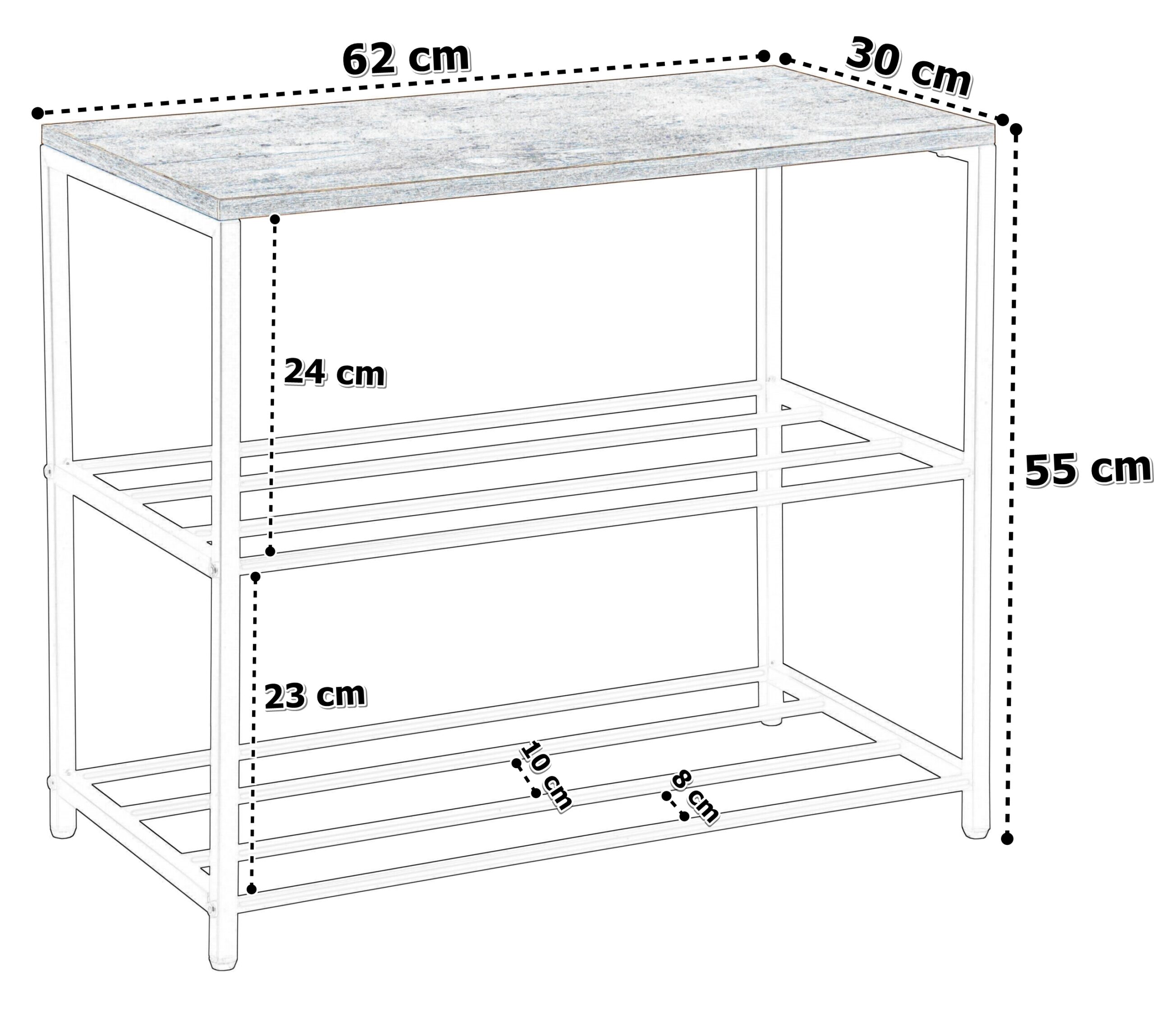 Loftowy stojak na buty Stella 3 poziomy - obrazek 2