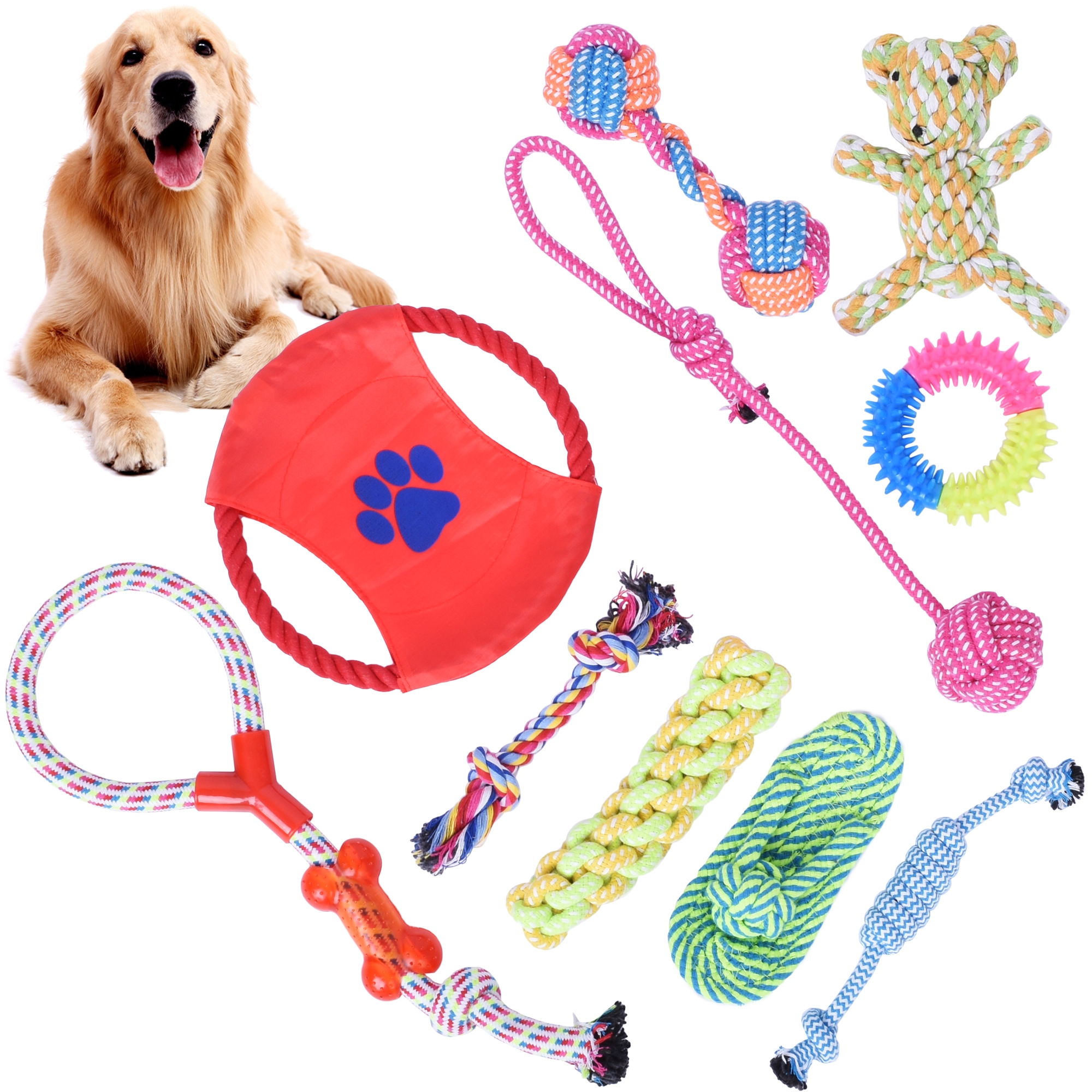 Zestaw 10 zabawek dla psa DYLAN szarpaki